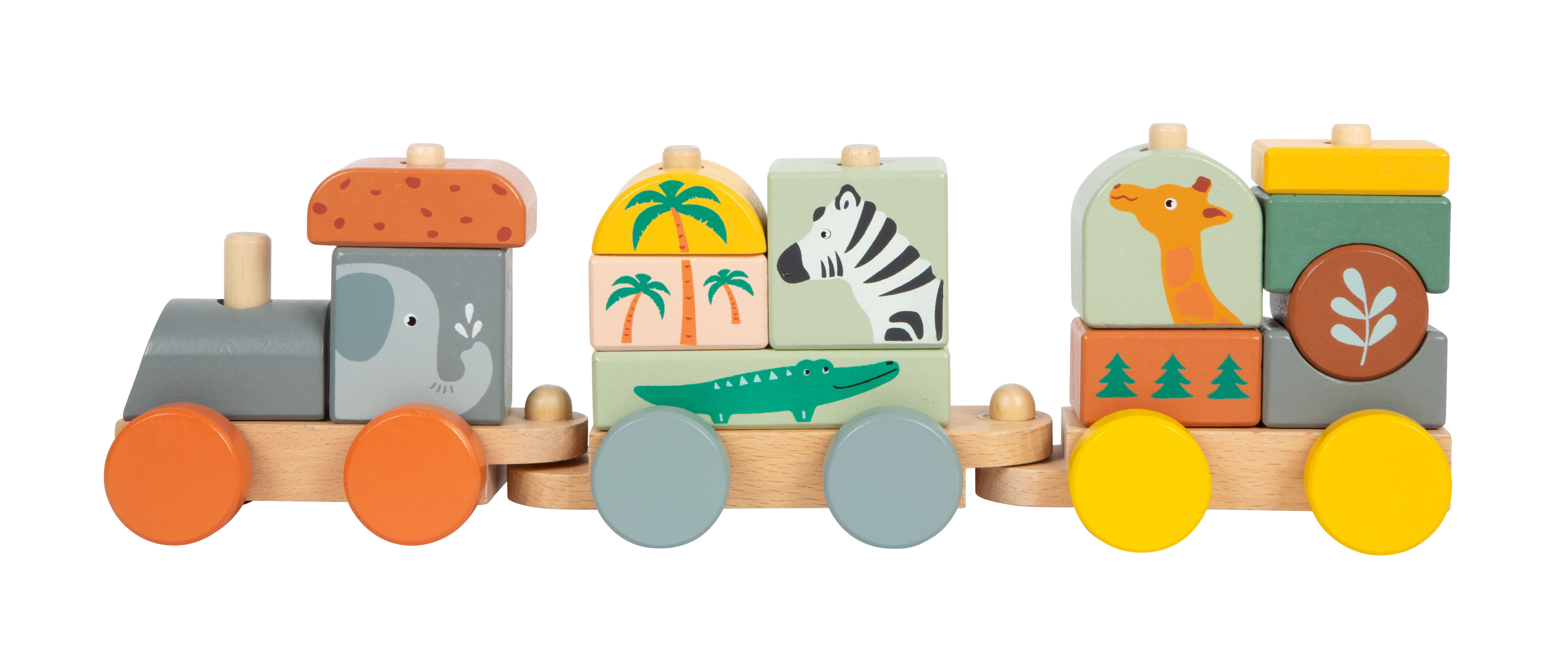 Holzzug mit Bausteinen für Kinder