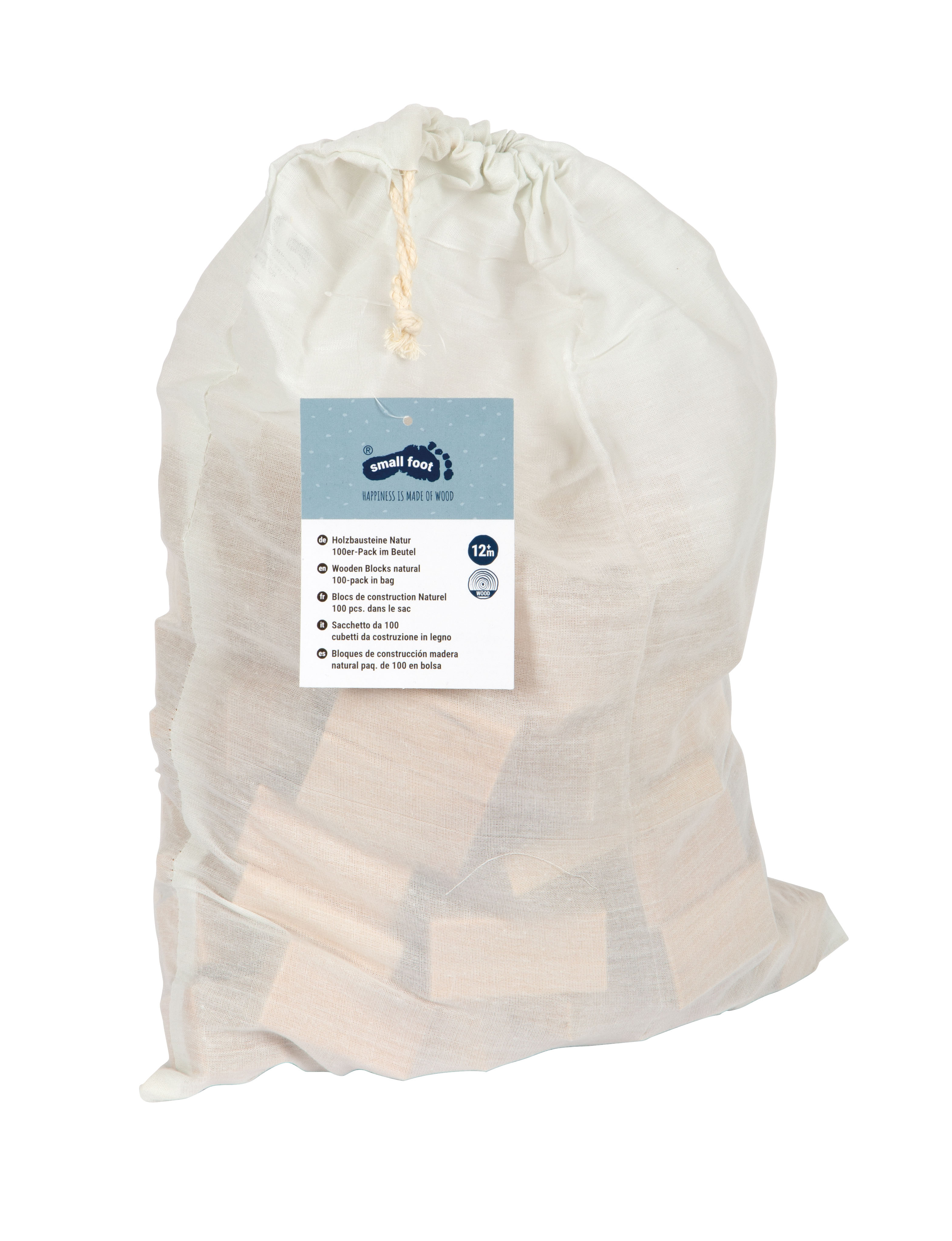 Holzbausteine Natur 100er-Pack im Beutel für Kinder