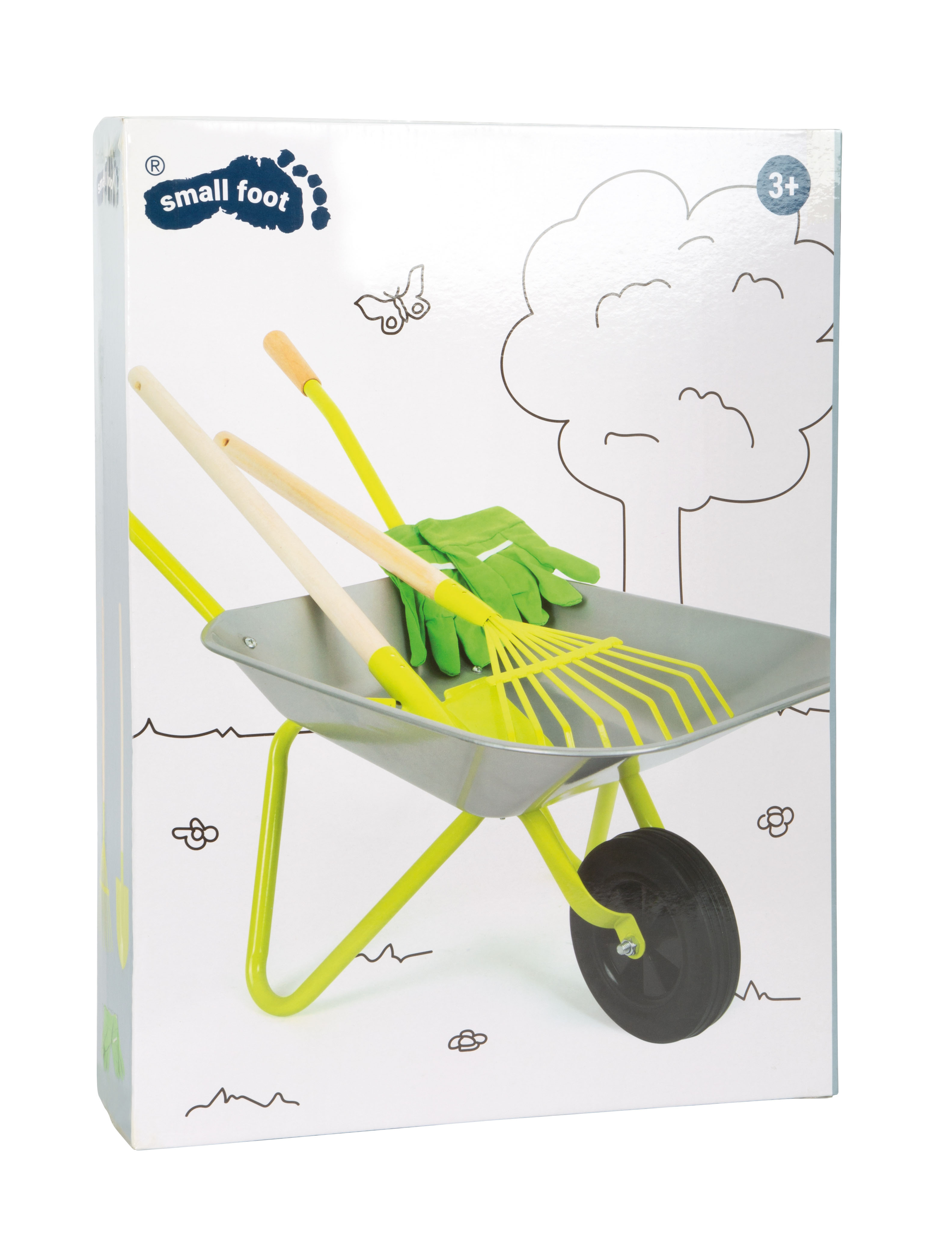 Schubkarre mit Gartenwerkzeug für Kinder