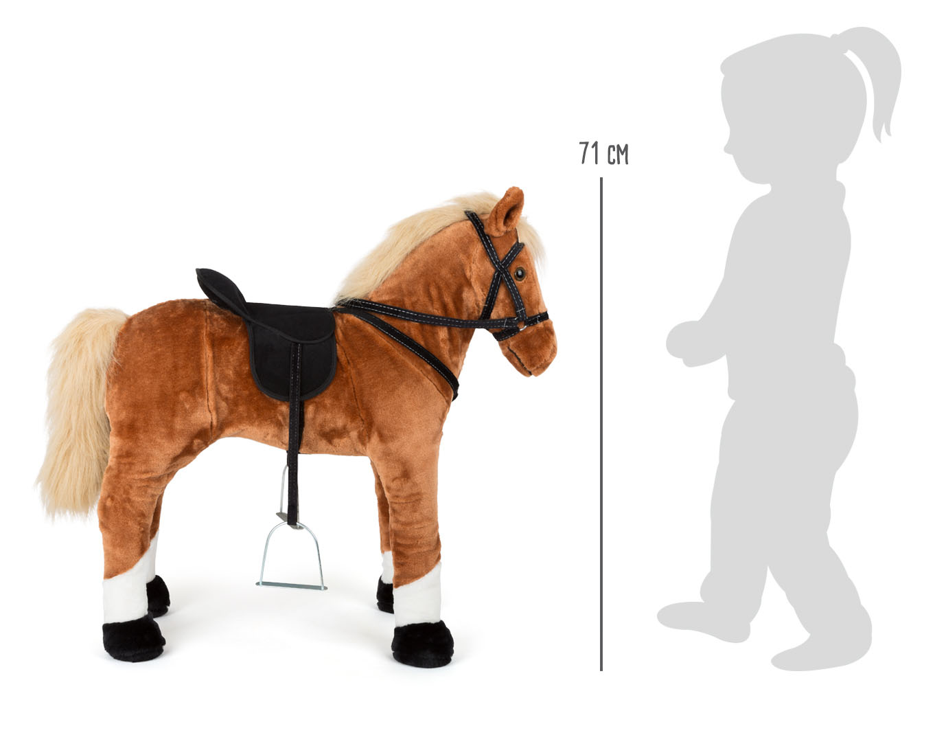 Spiel-Reitpferd für Kinder mit Sattel und Trense