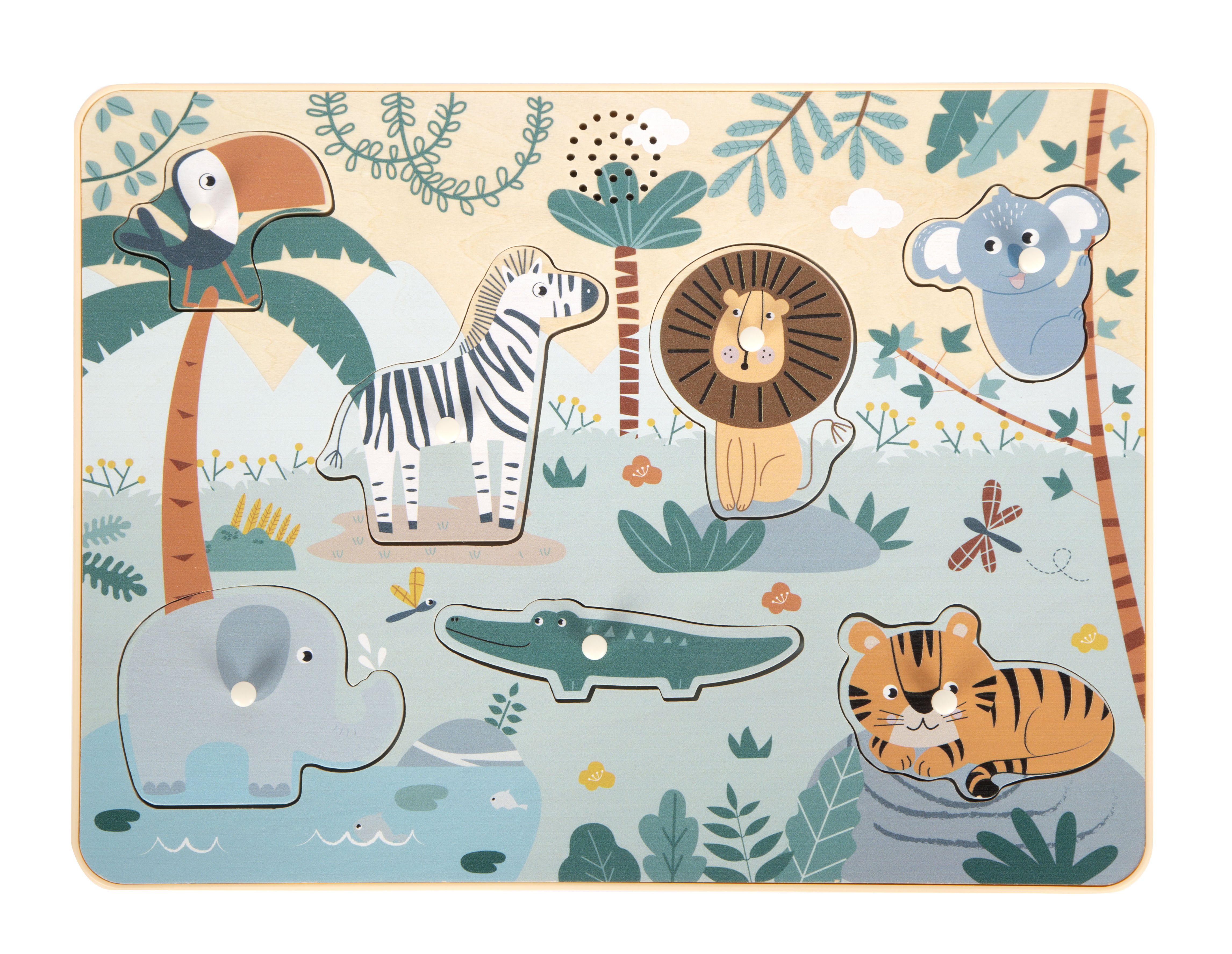 Safari Setzpuzzle mit Puzzleteilen in Tierform