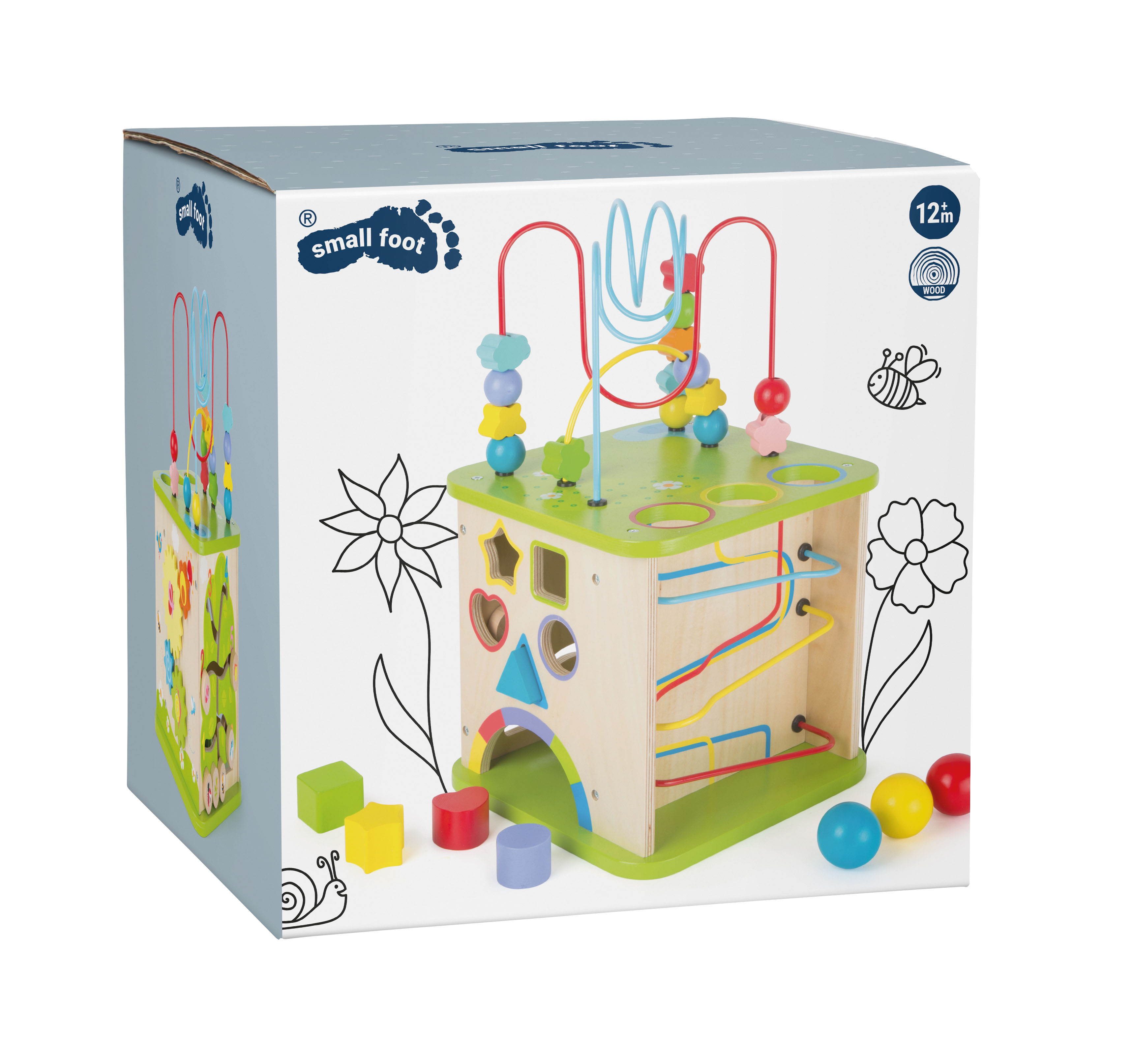 Motorikwürfel mit Kugelbahn für Kinder