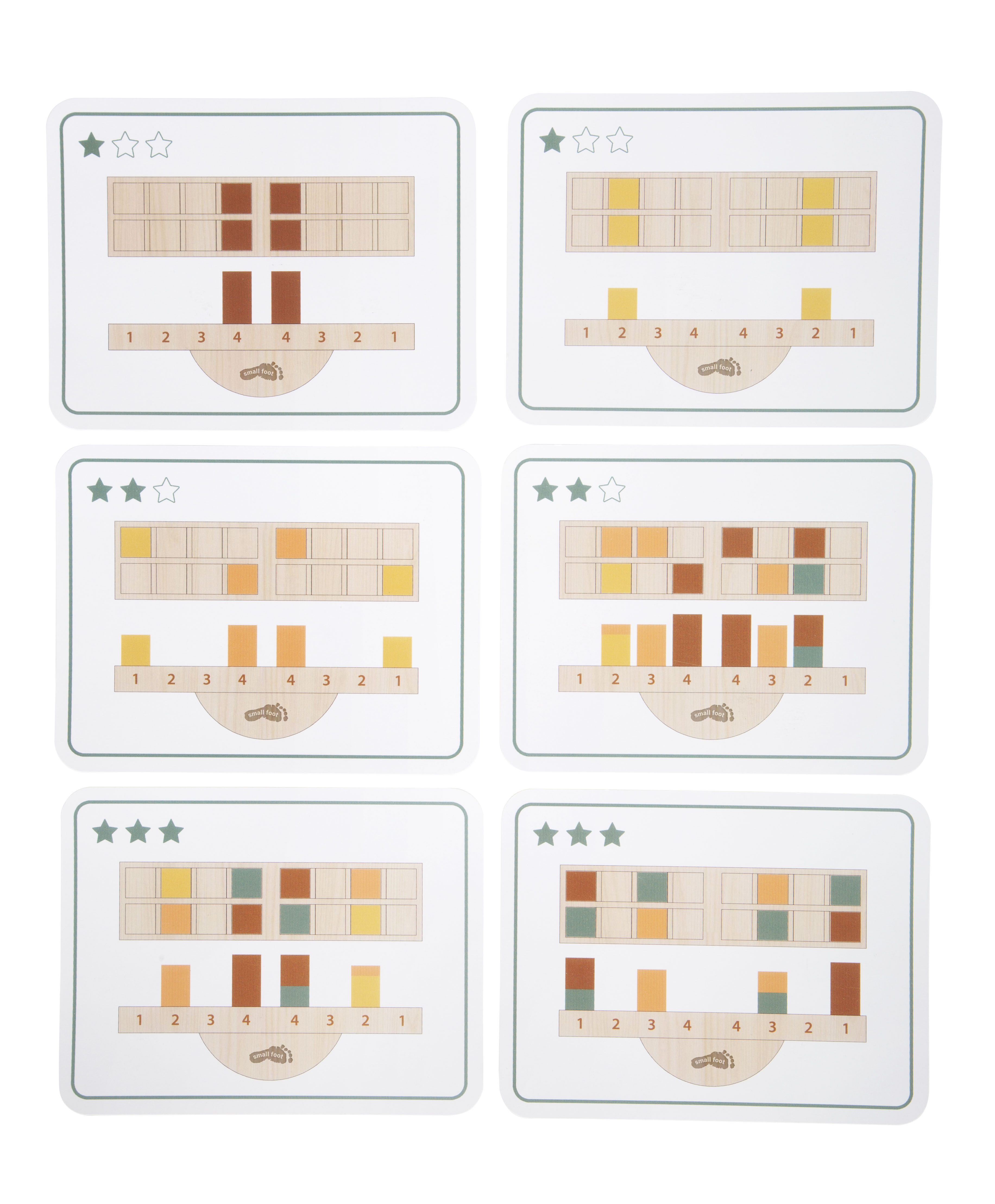 Balancierblöcke Vorlage: sechs Karten