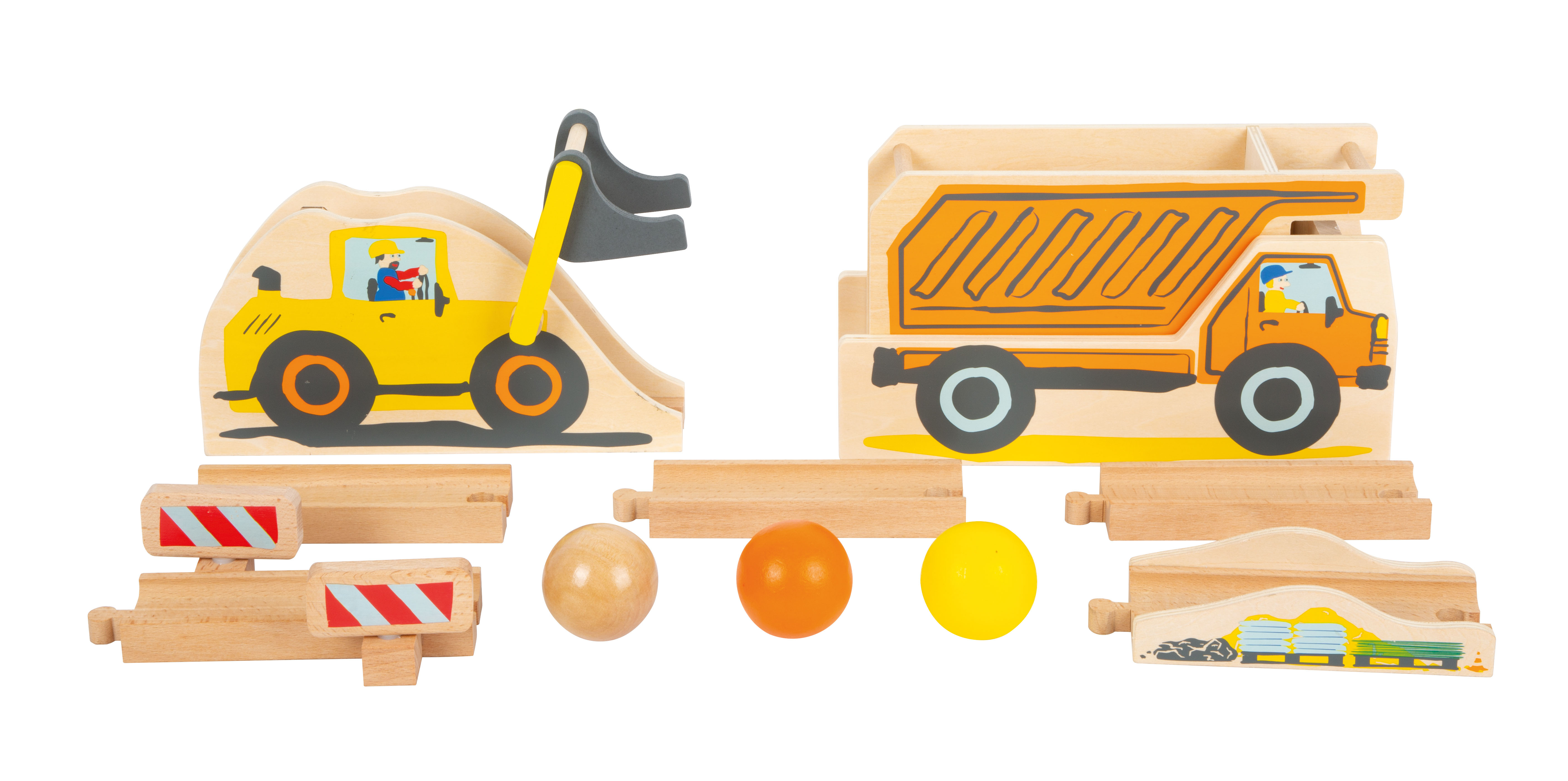 Farbenfrohe Kugelbahn aus Holz für Kleinkinder