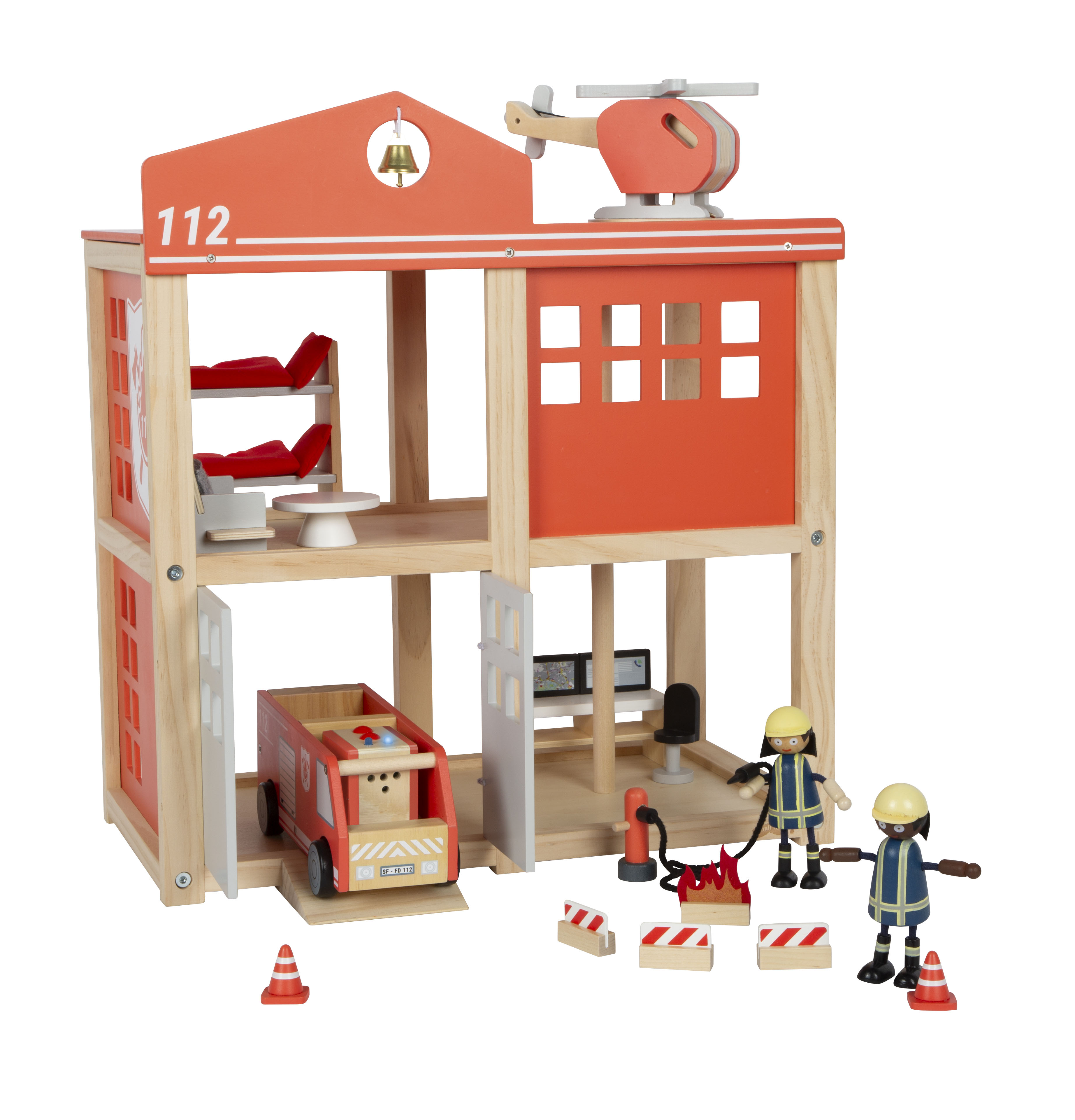 Große Feuerwehrwache mit Biegepuppen