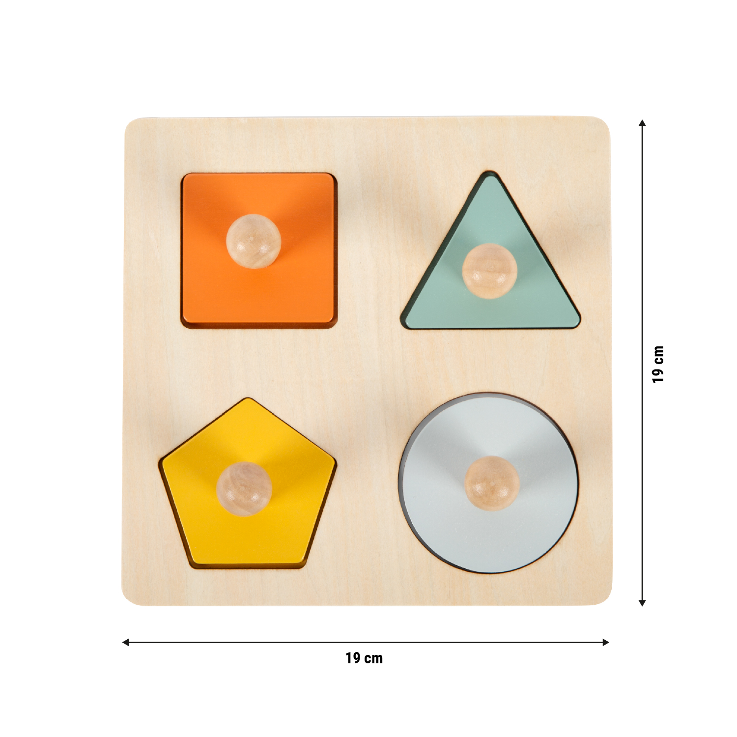Größenskizze vom Montessori-Setzpuzzle aus Holz