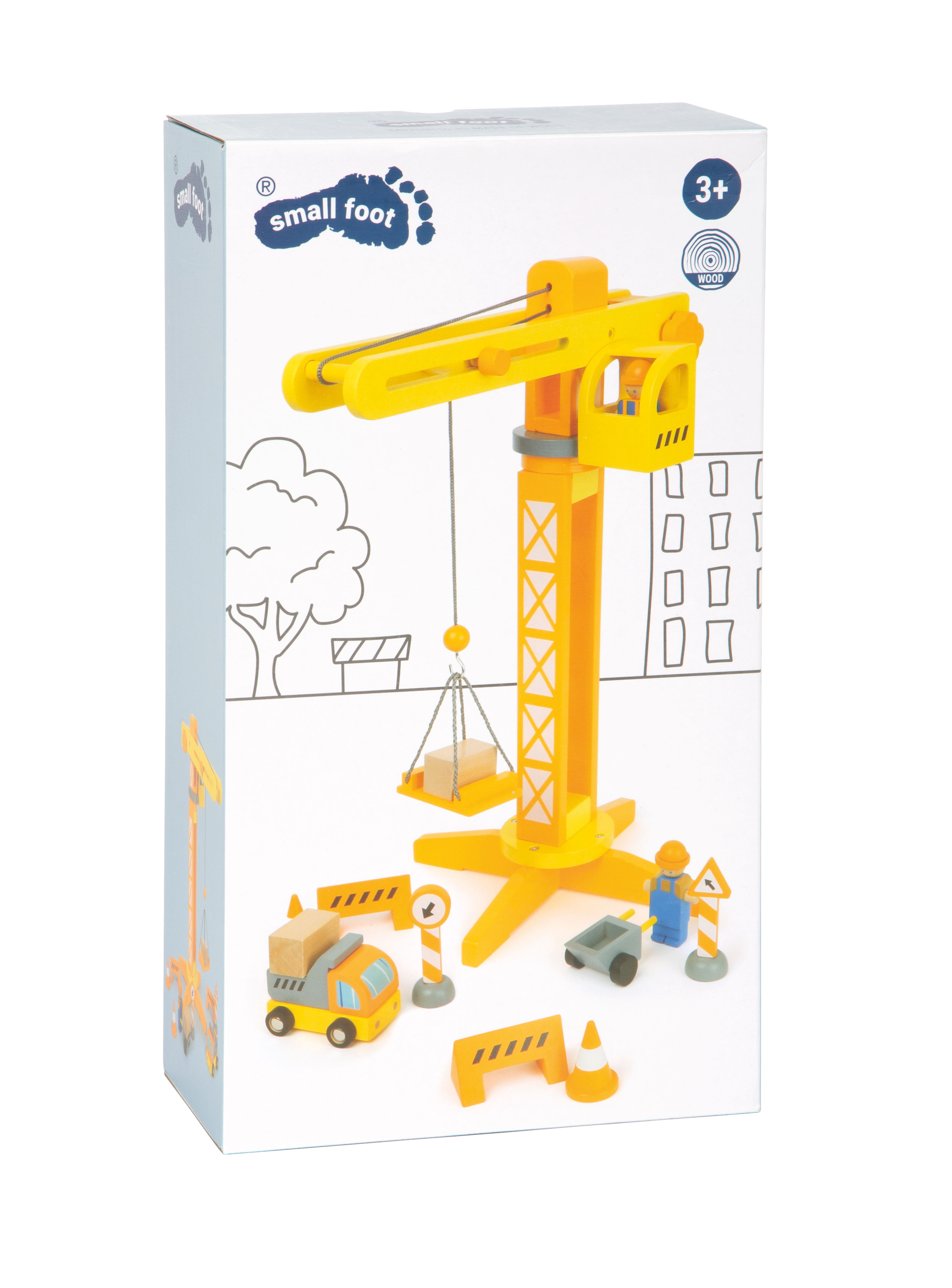 Baukran mit Baustellenzubehör für Kinder