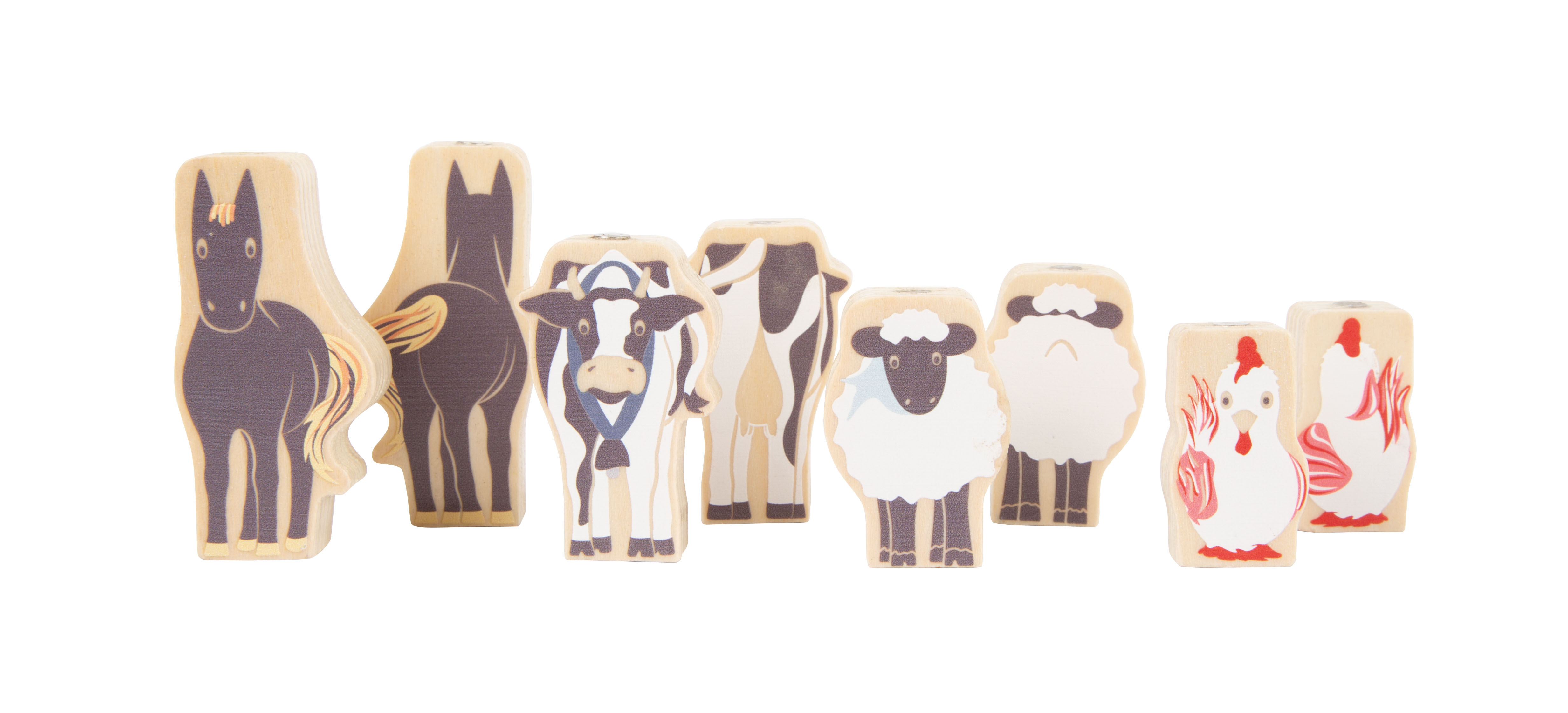 Tier-Spielfiguren aus Holz mit Magneten