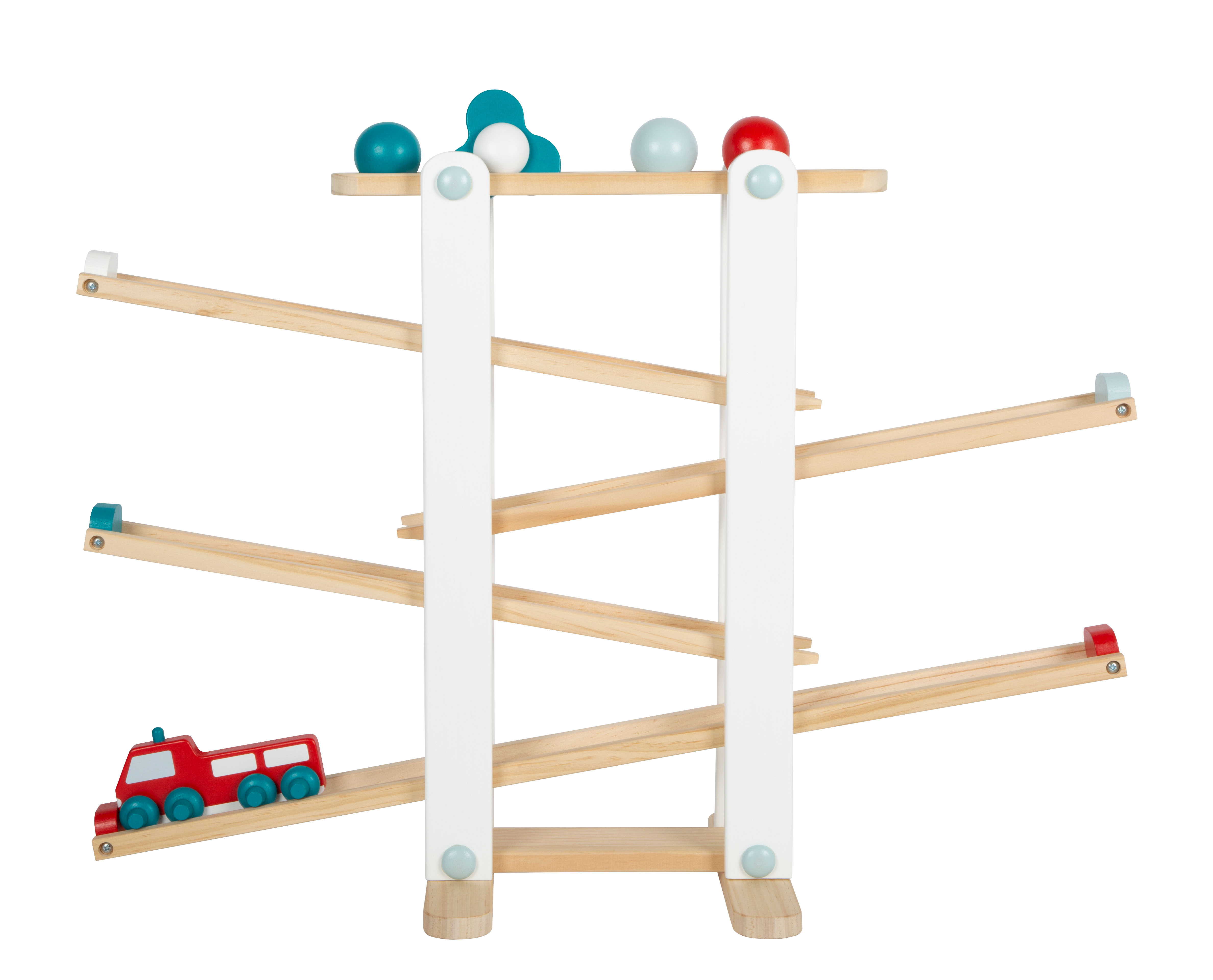 Maßstabsskizze einer Holz-Kugelbahn für Kinder