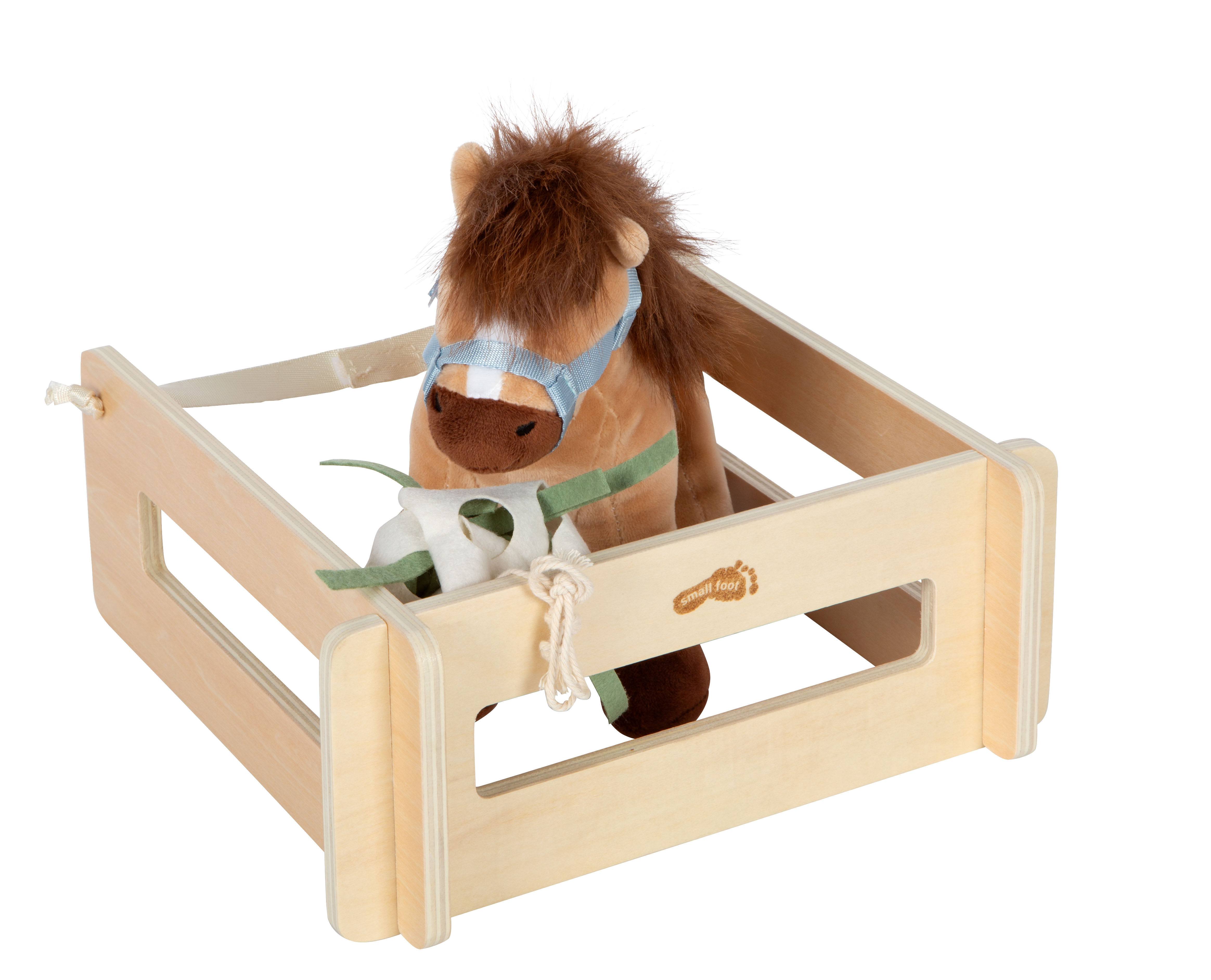 Eingezäuntes Pferdespielset aufgebaut