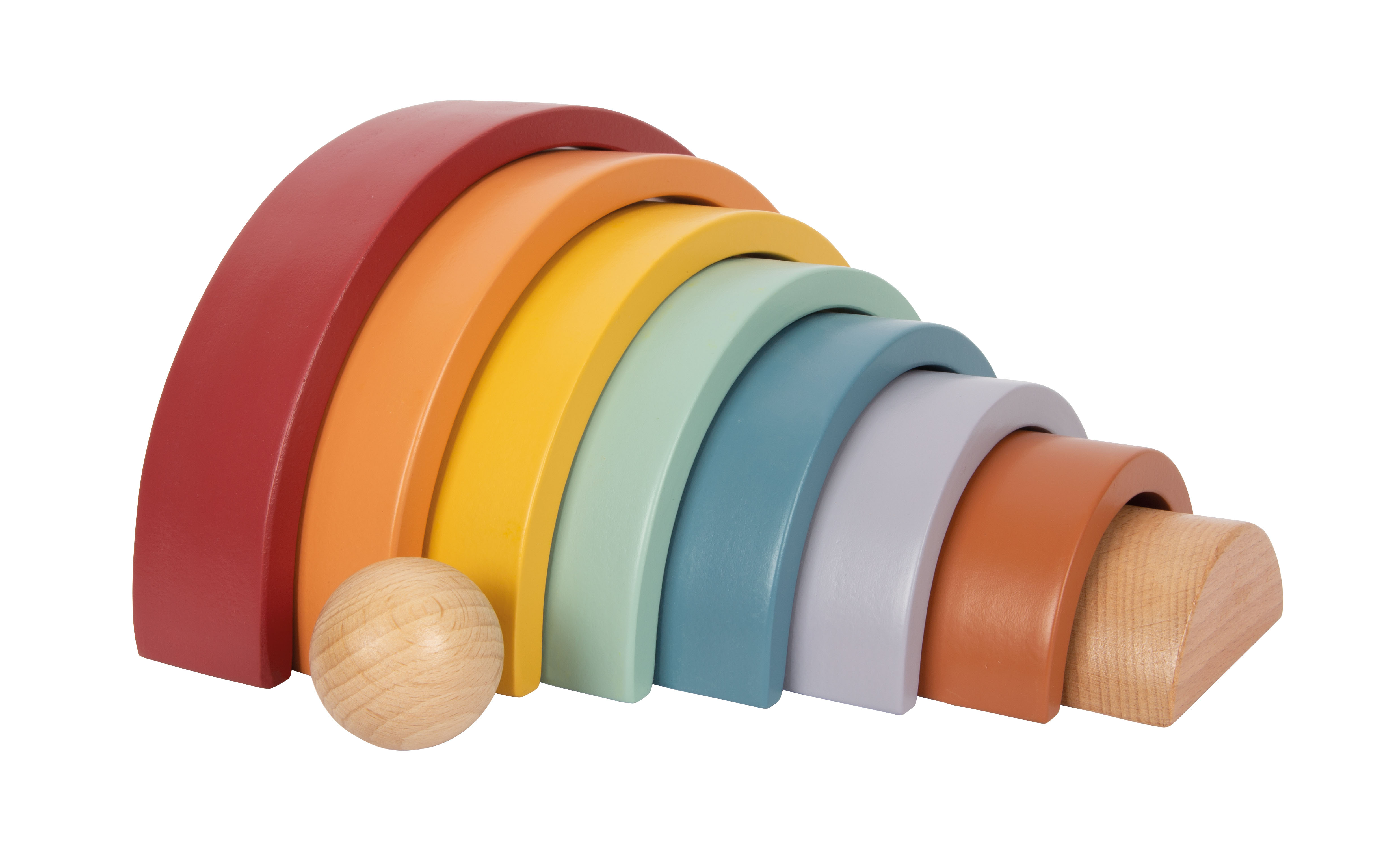 Motorik-Regenbogen aus Holz in modernen Farben