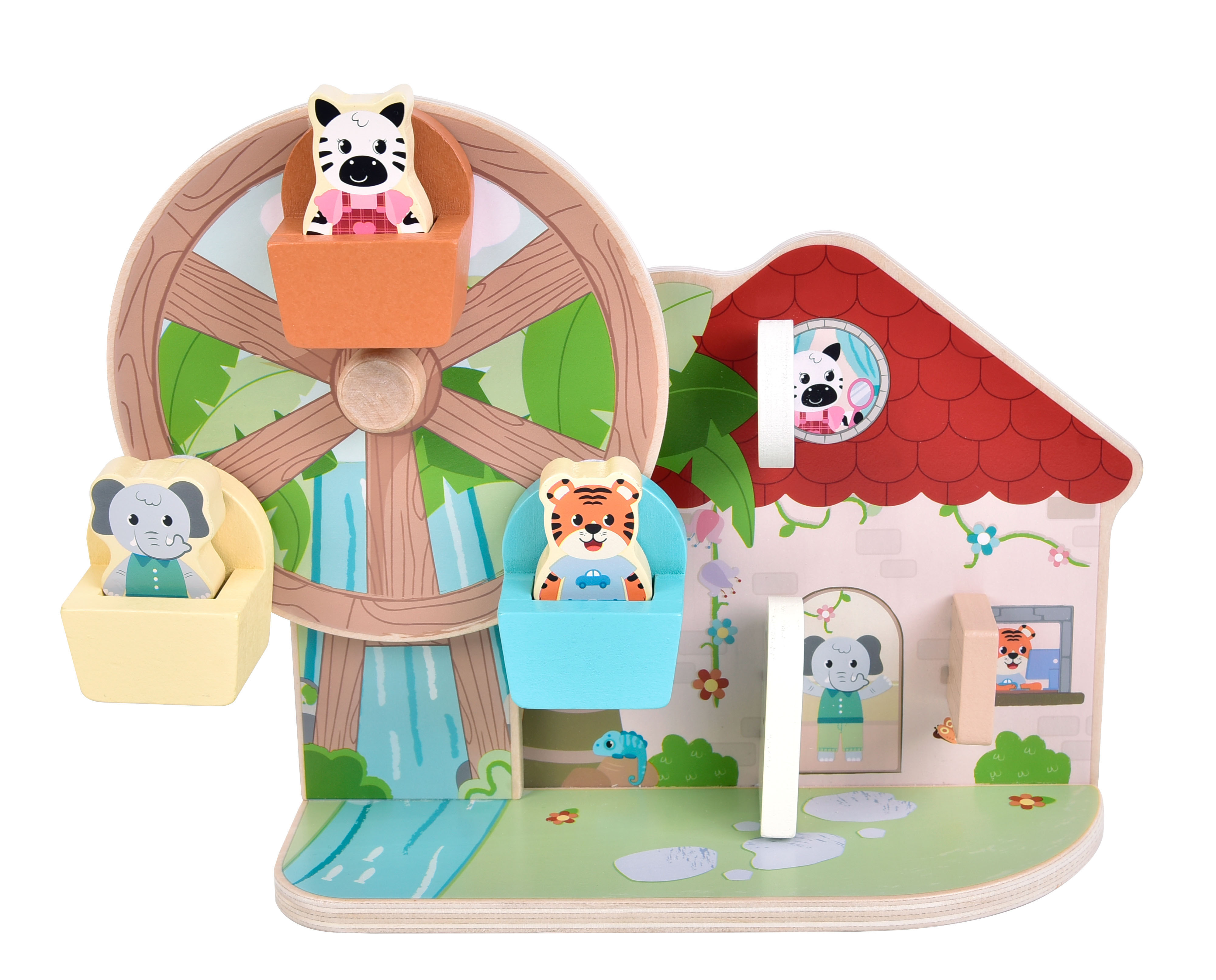 Riesenrad aufklappen: Türen und Haus