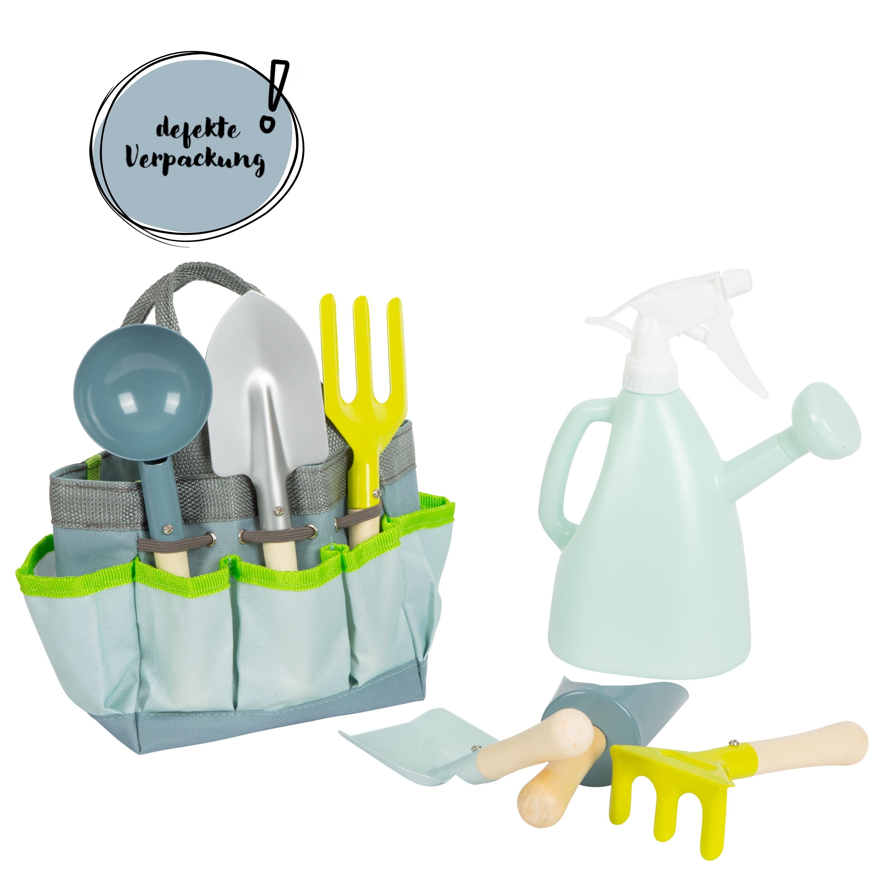 Gartentasche mit Gartenwerkzeugen für Kinder mit defekter Verpackung