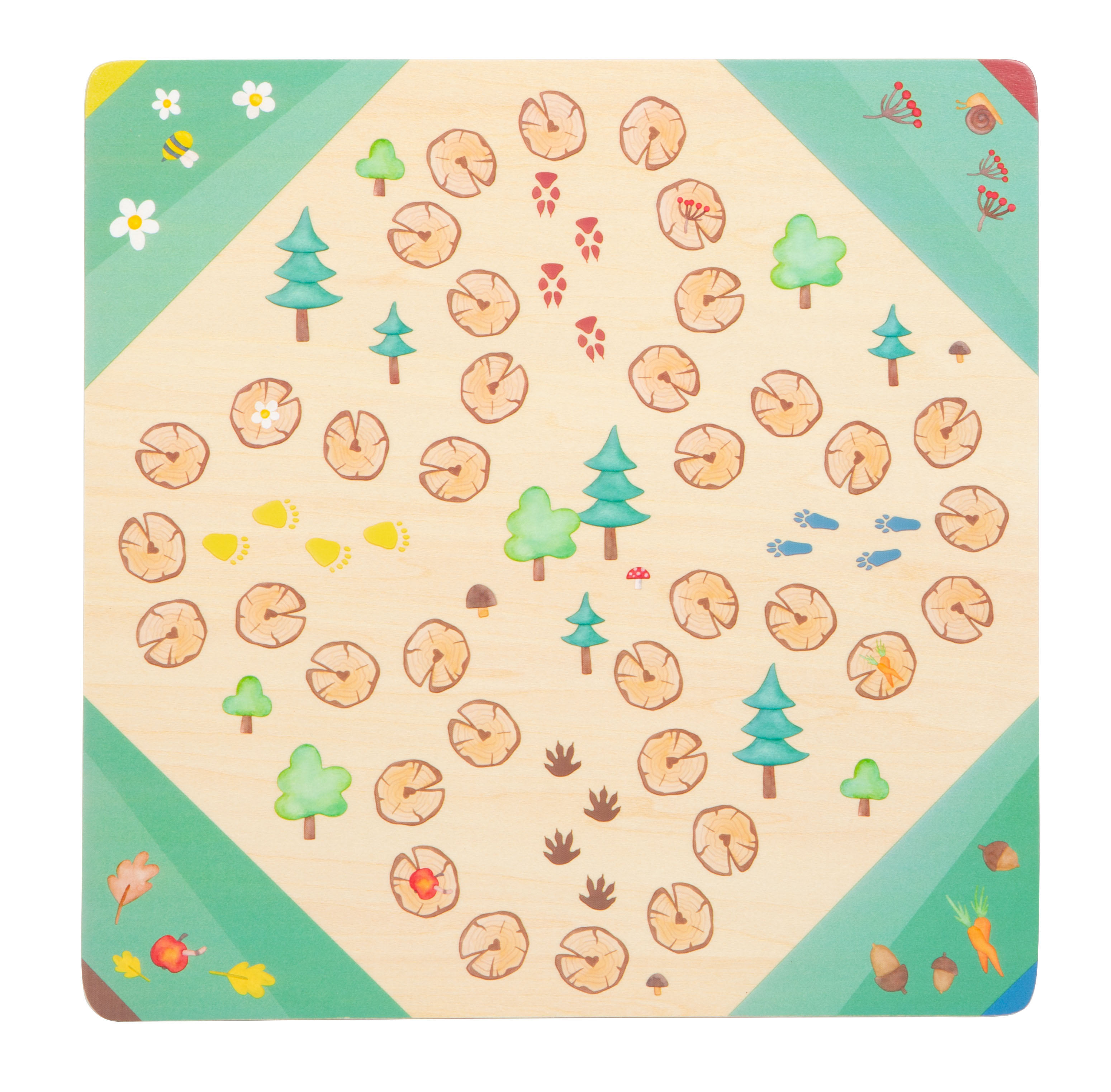 Ludo-Spiel Spielbrett aus Holz im Wald-Design