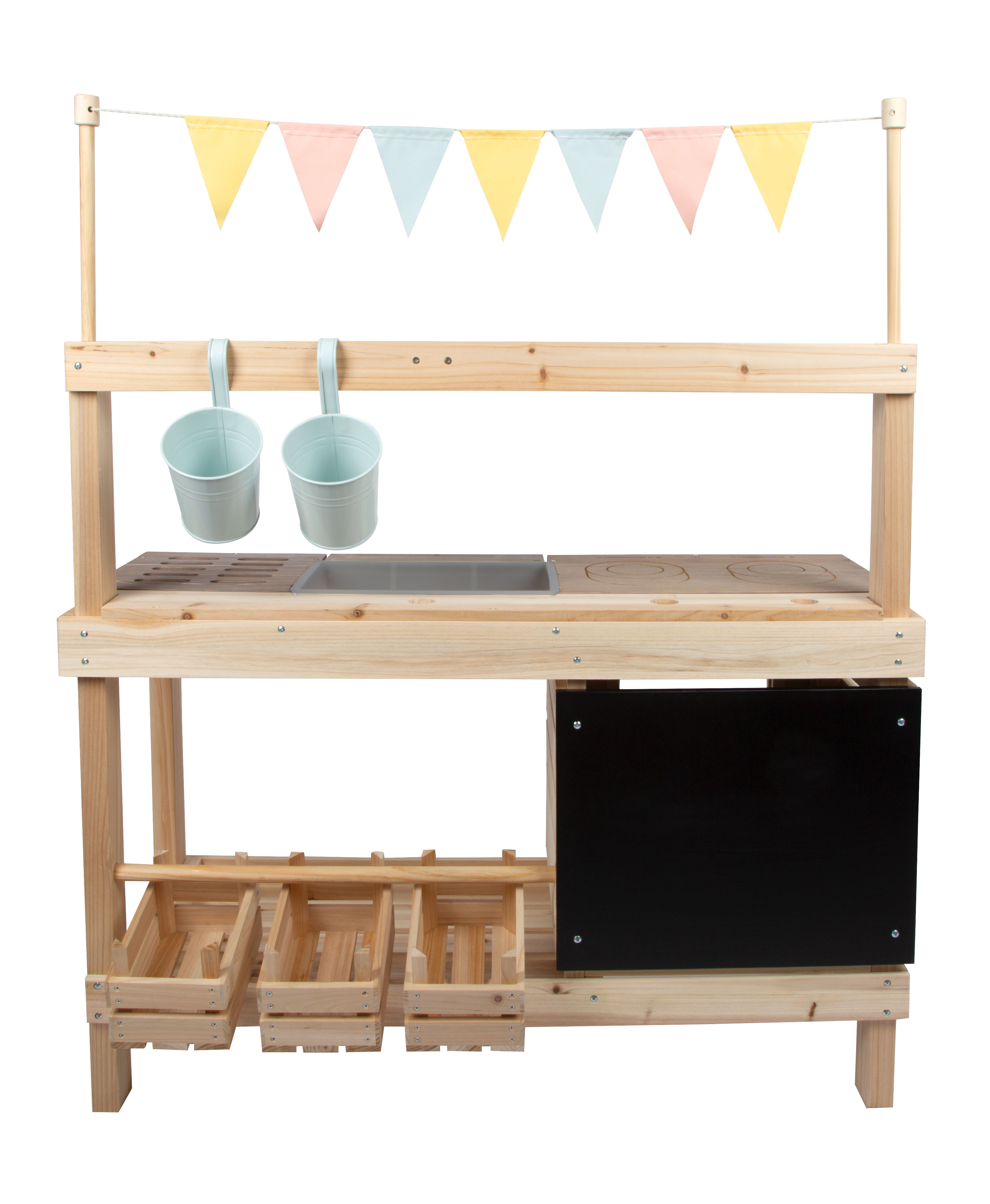 2-in-1 Kaufladen und Matschküche mit beschreibbarer Kreidetafel