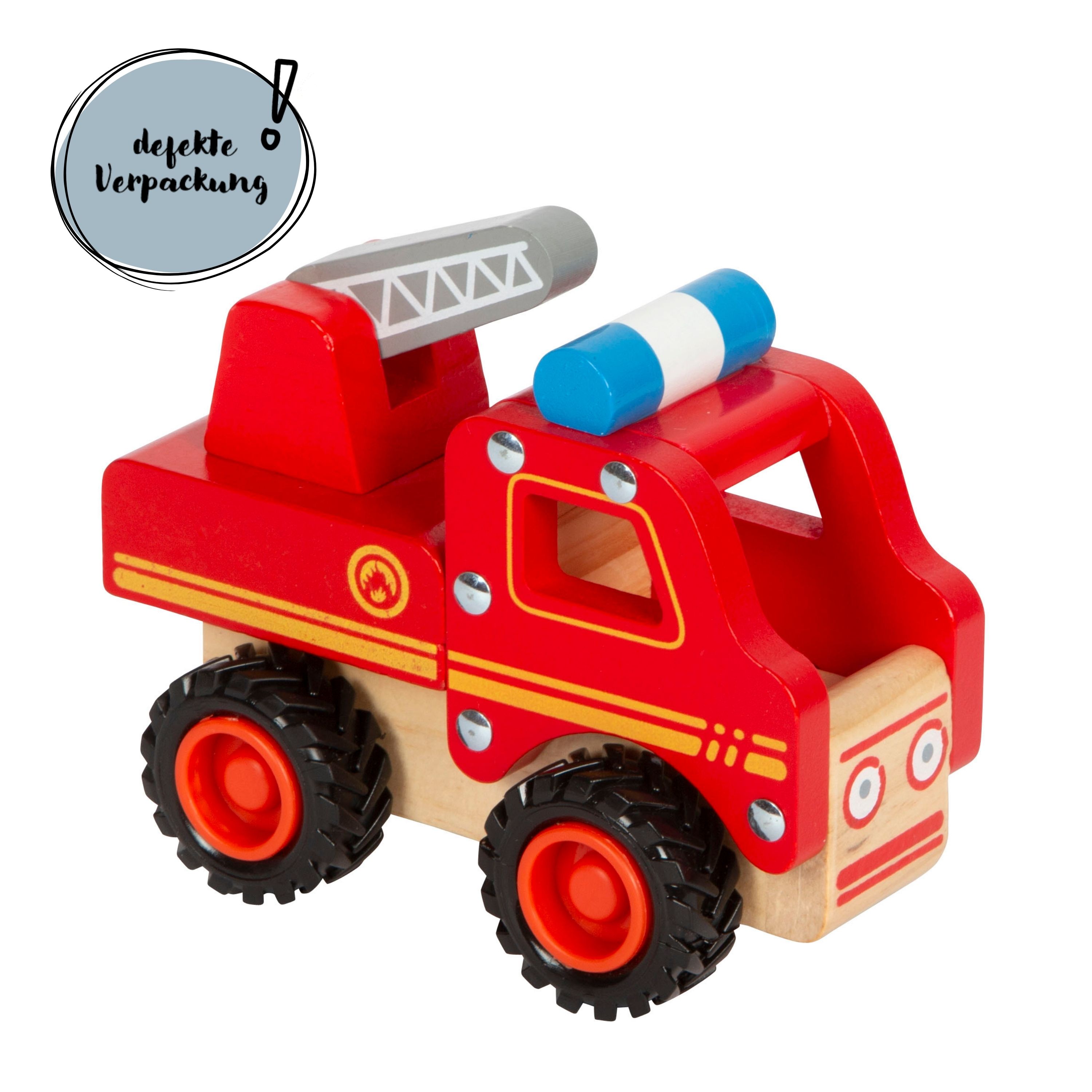 Feuerwehrfahrzeug für Kinder mit defekter Verpackung