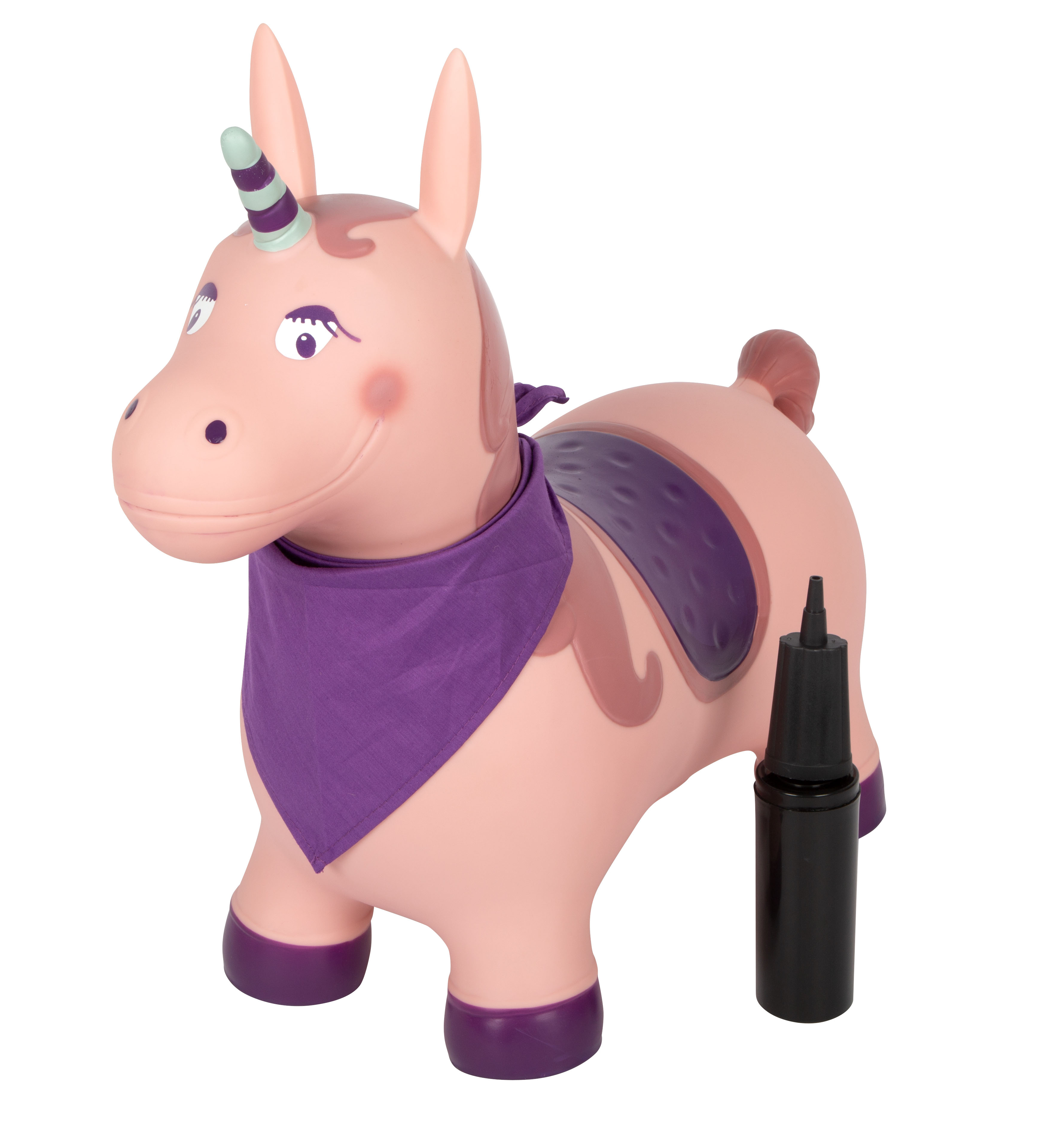 Gummi Hüpftier Einhorn mit Halstuch und Luftpumpe