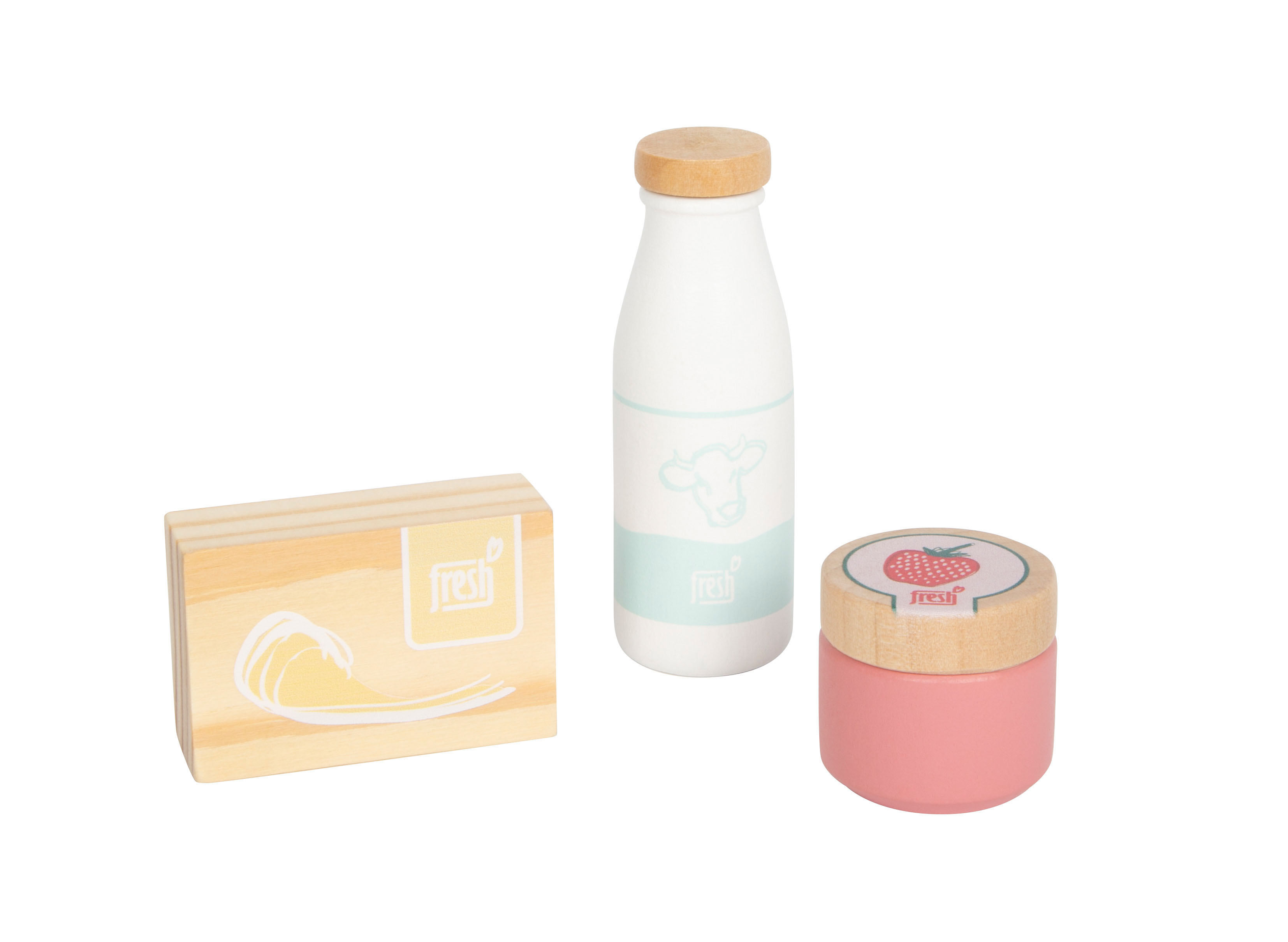 Einkaufskorb mit Lebensmitteln fresh mit Butter Milch Marmelade