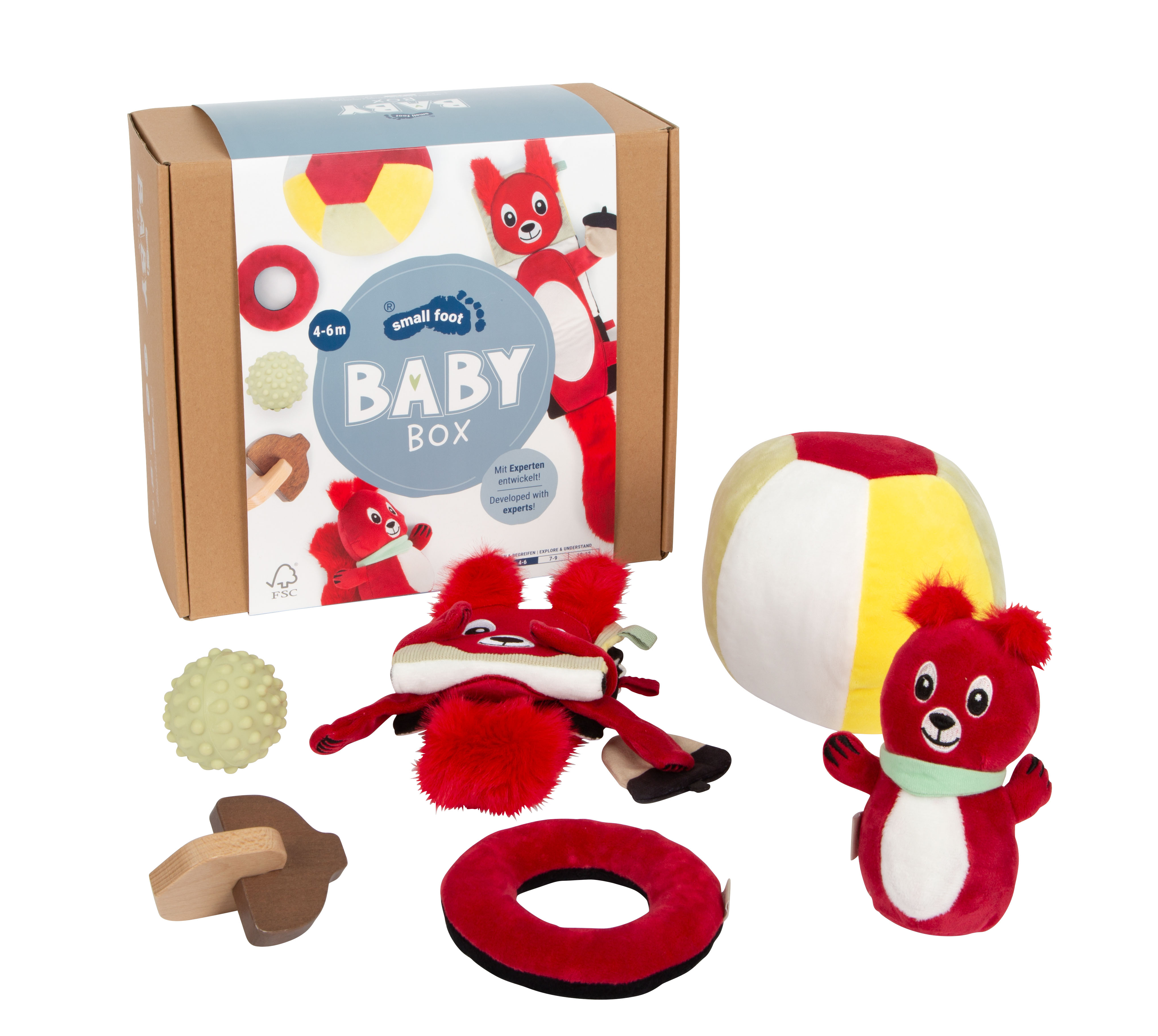 Baby-Spielzeug, Weiches Plüschtier, Roter Bär, Ballspielzeug, Multicolor Ball