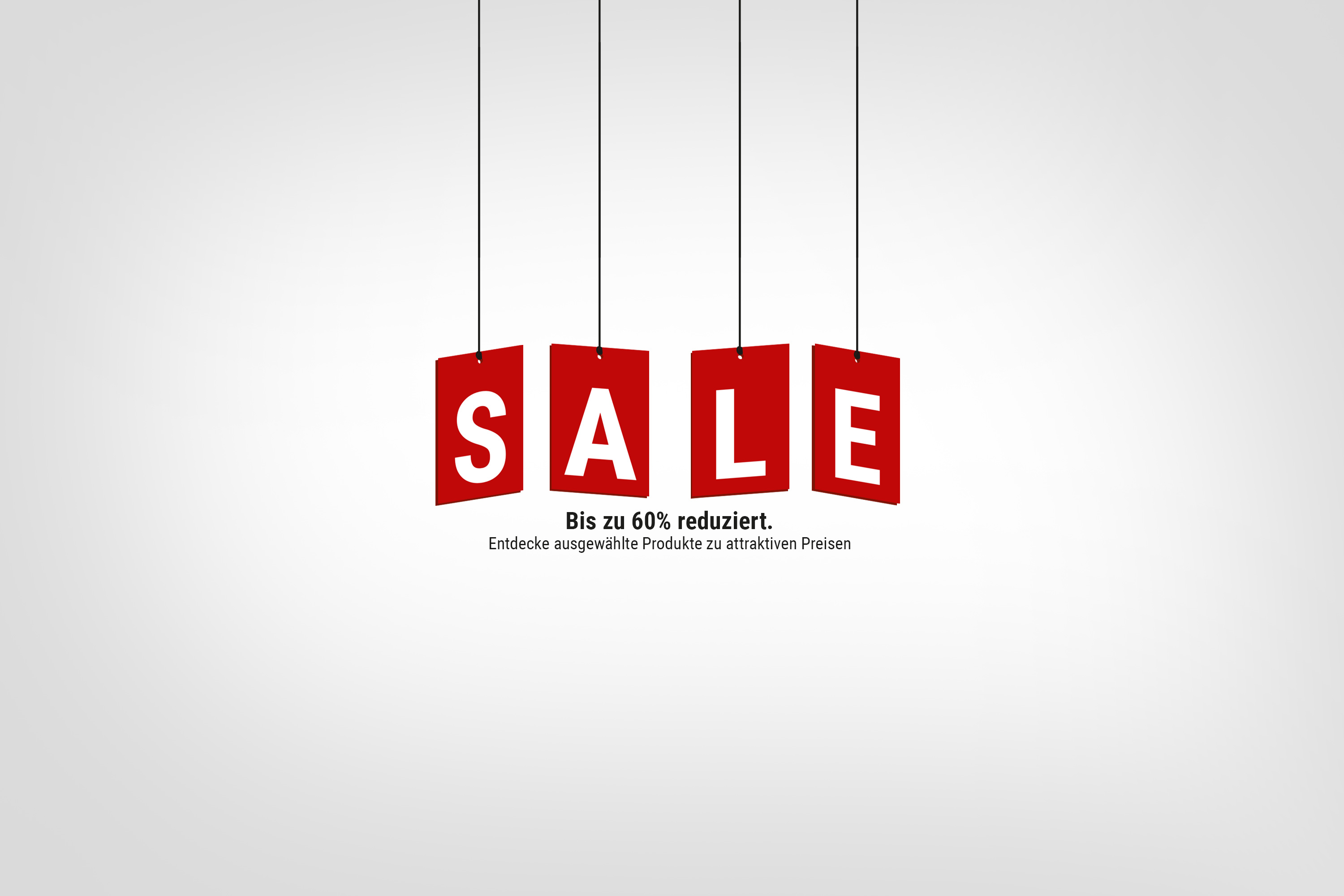 Sale-Schilder, rote Anhänger, Rabattaktion, hängende Schilder, 60 Prozent Rabatt