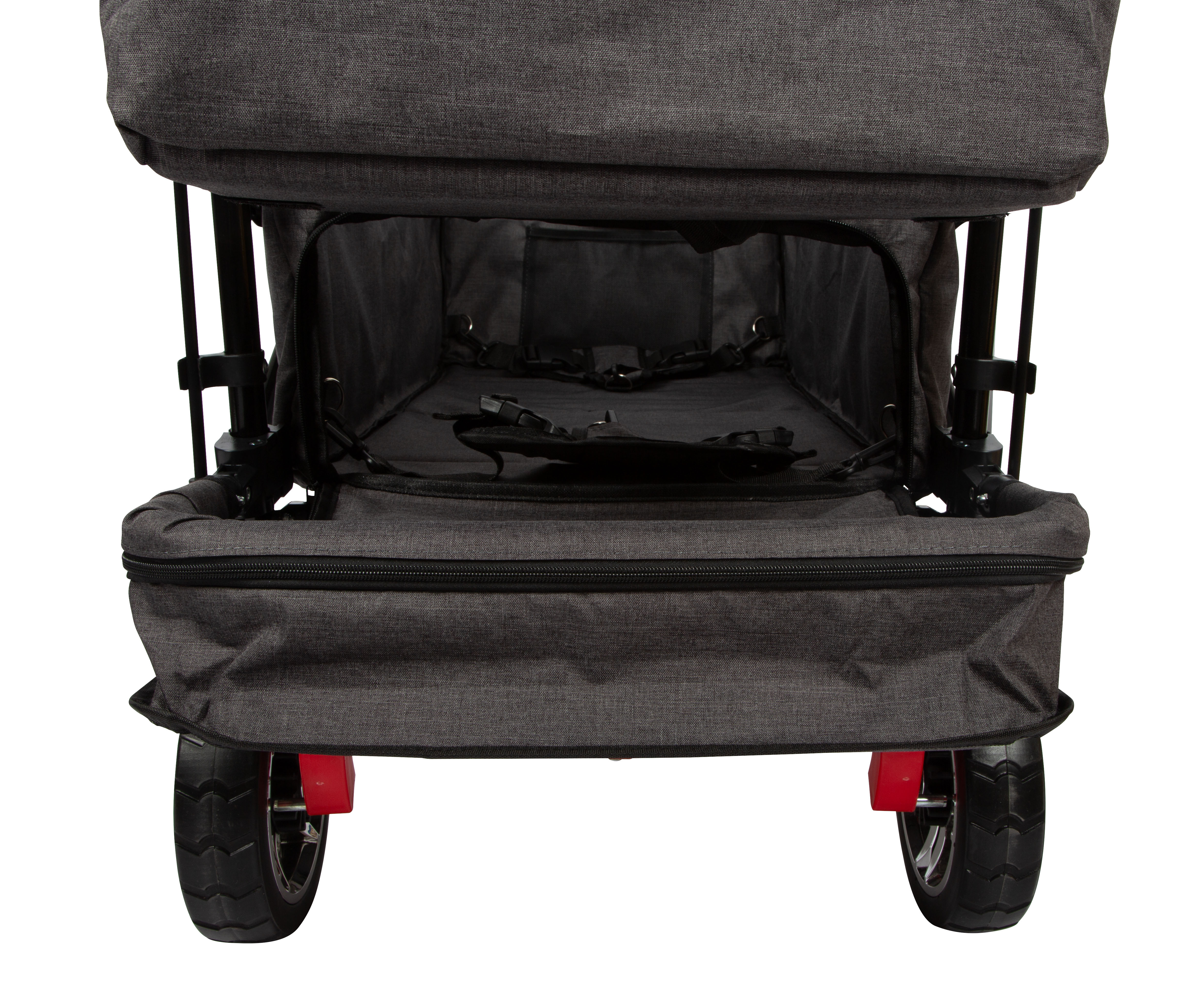 Bollerwagen Reißverschluss für Beinfreiheit