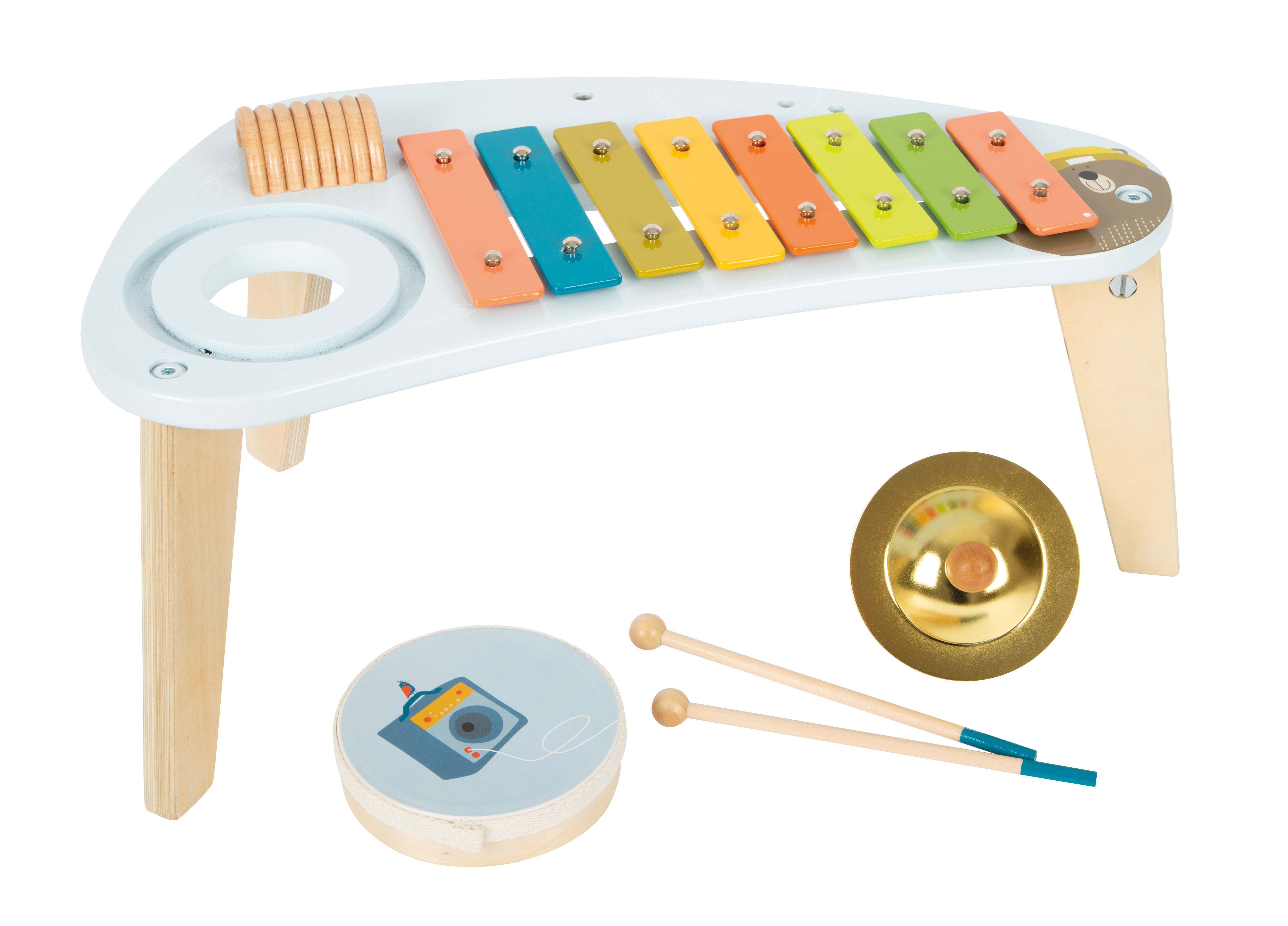 Kinder-Xylophon mit Trommel, Sticks und Becken