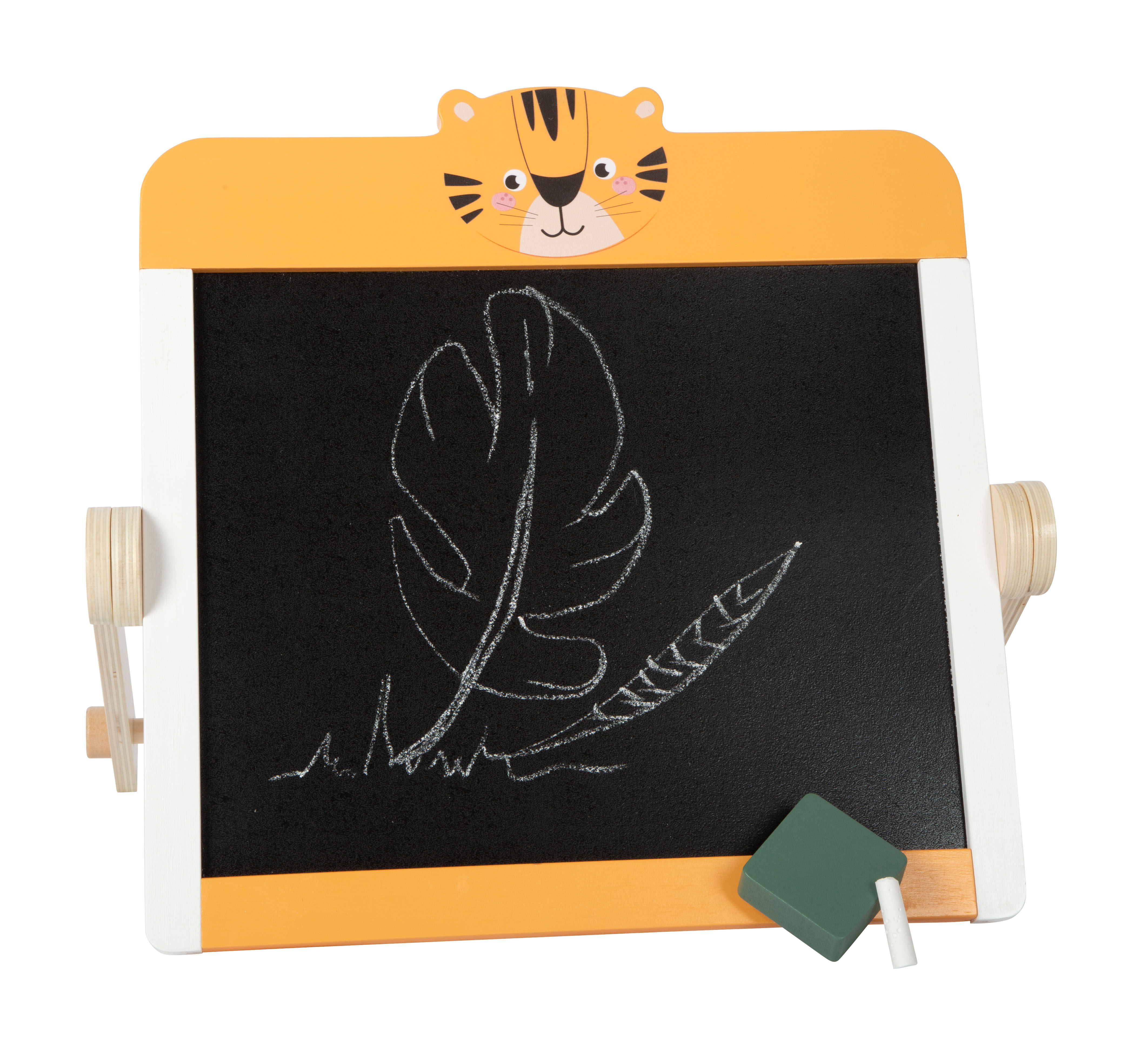 Kreide-Maltafel für Kinder bemalt mit einem Blatt