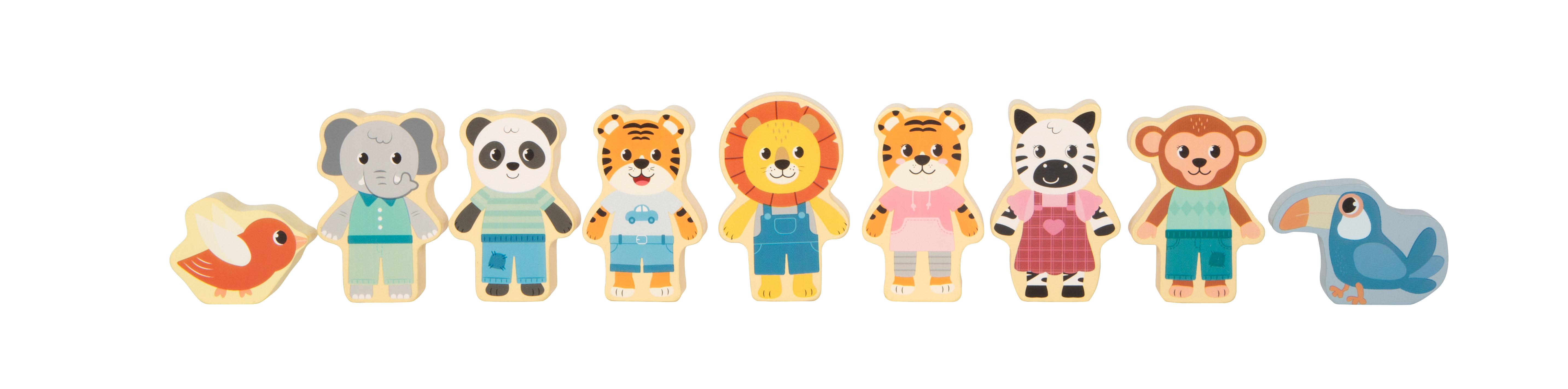 Holzbausteine Jungle Friends Tiermotive
