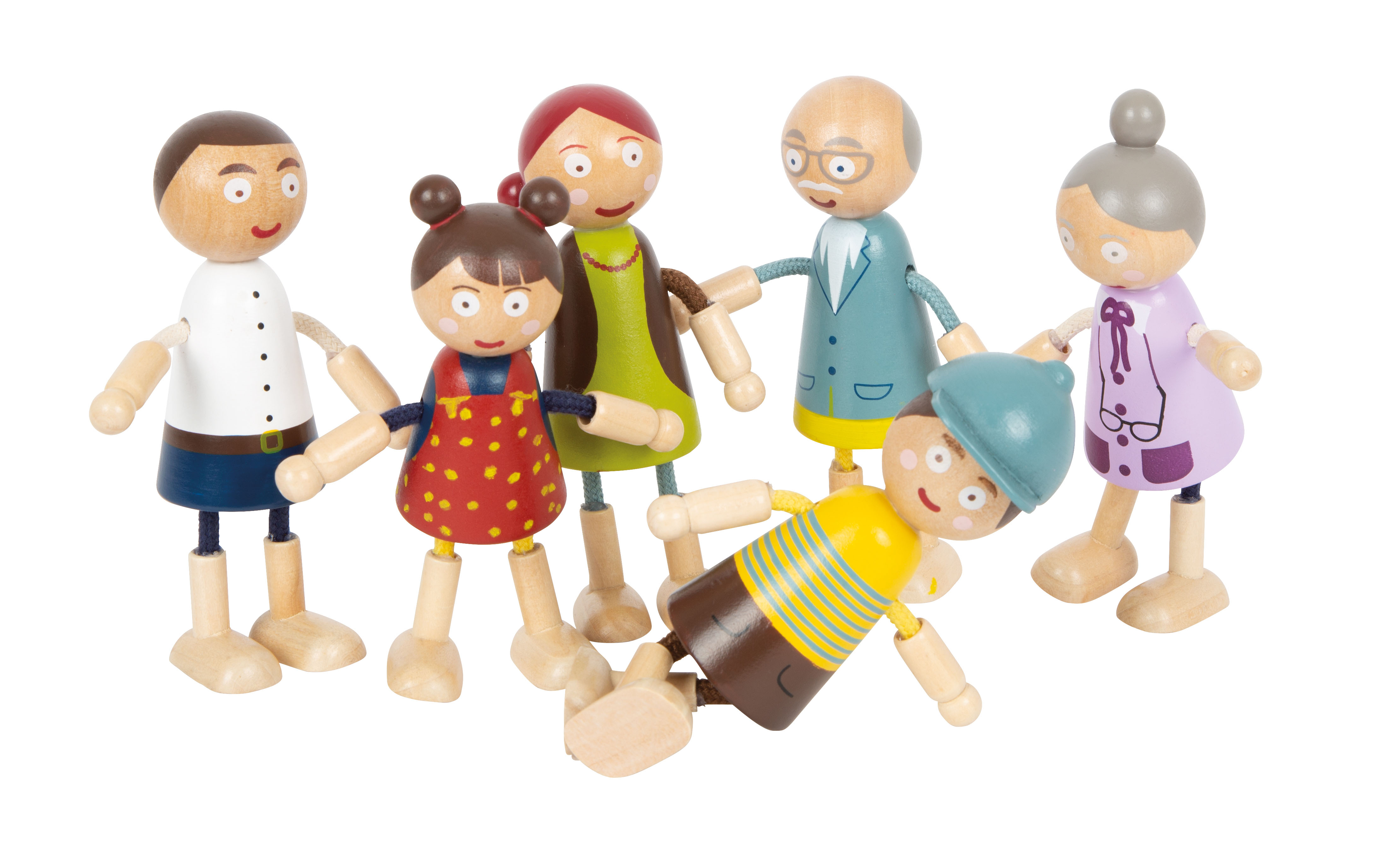 Holz Puppen 7 Personen Familie Puppenfamilie