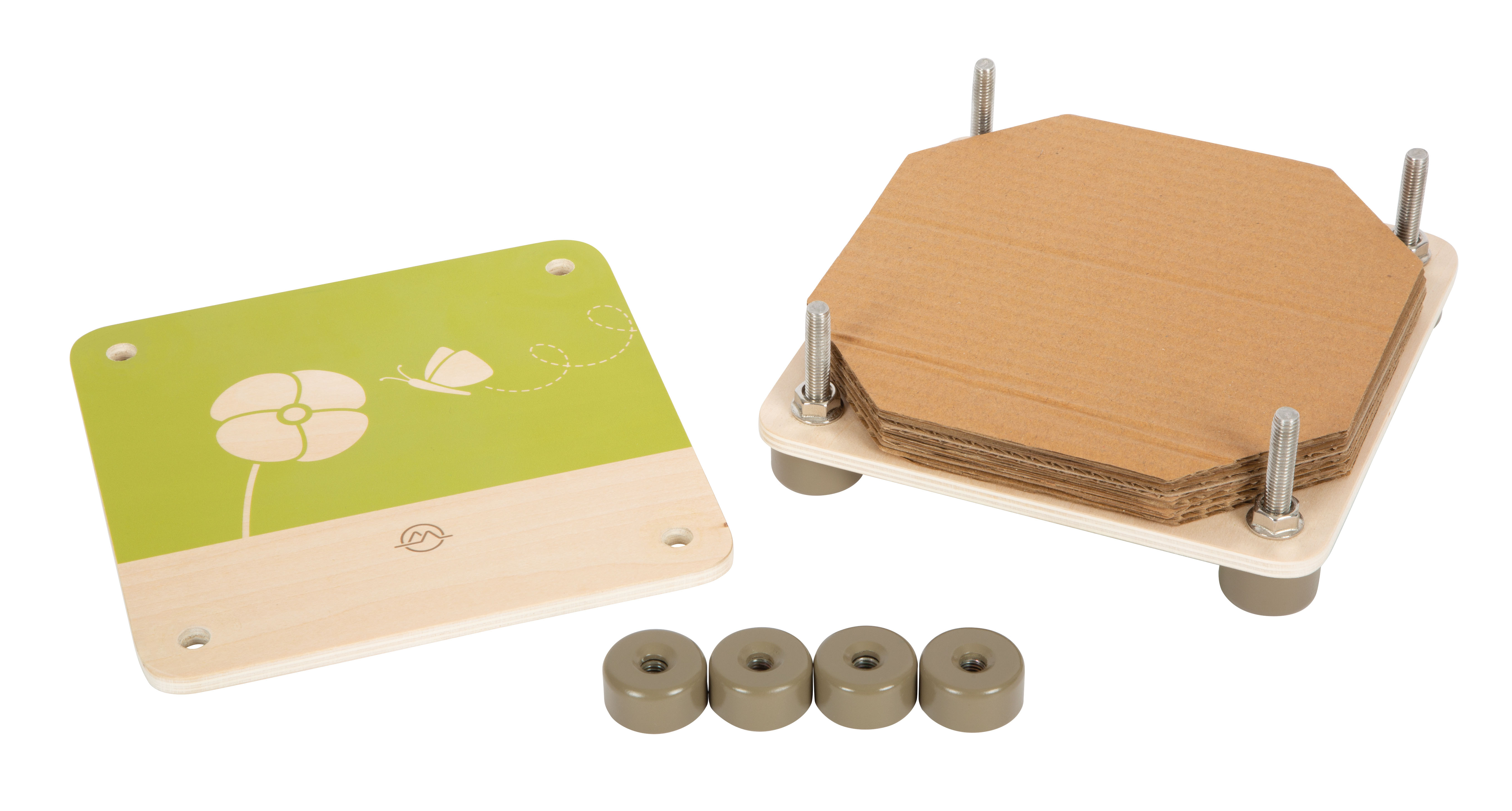 Grüne Blumenpresse aus Holz für Kinder