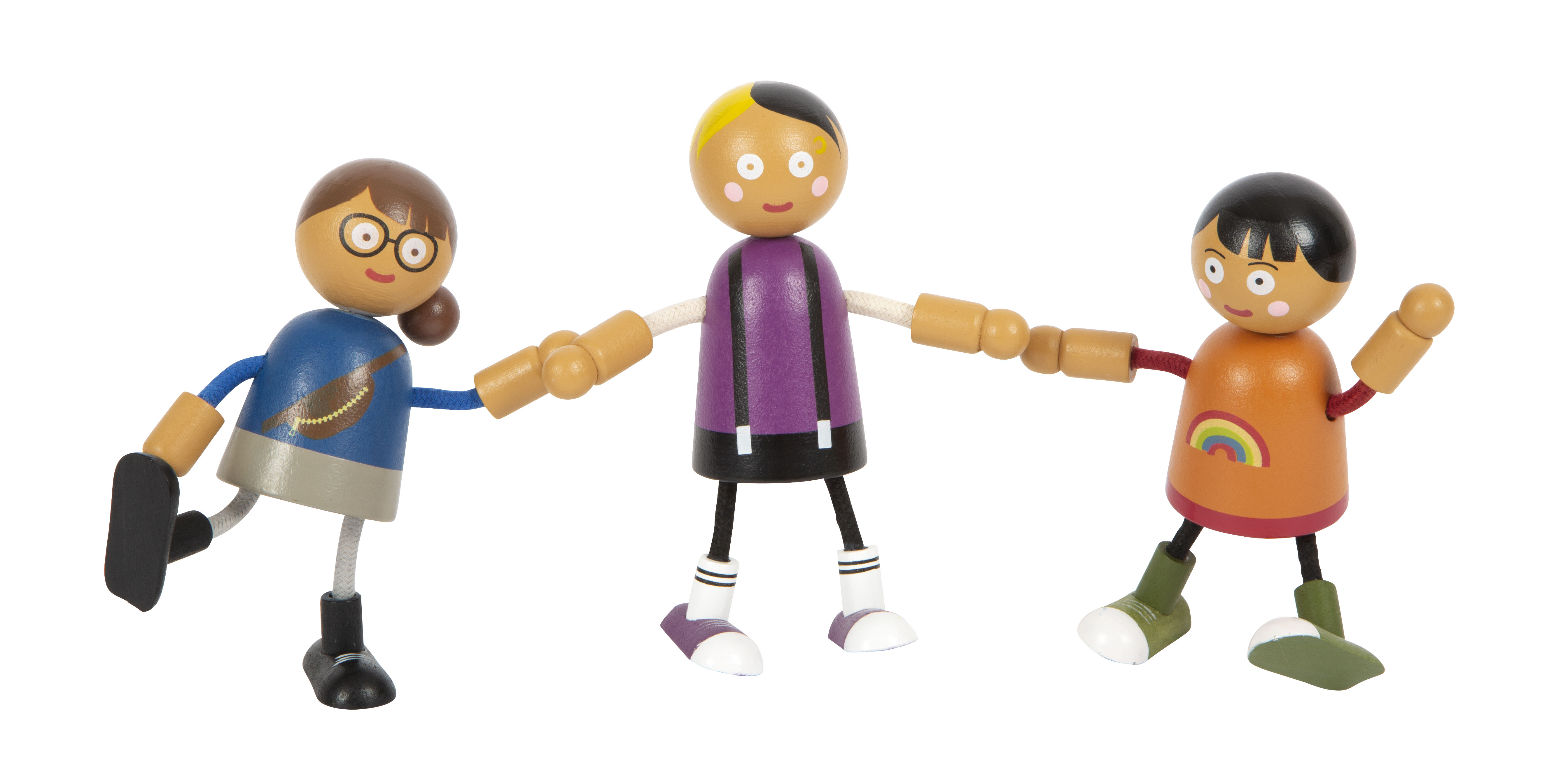 3 Biegepüppchen aus Holz zum Spielen