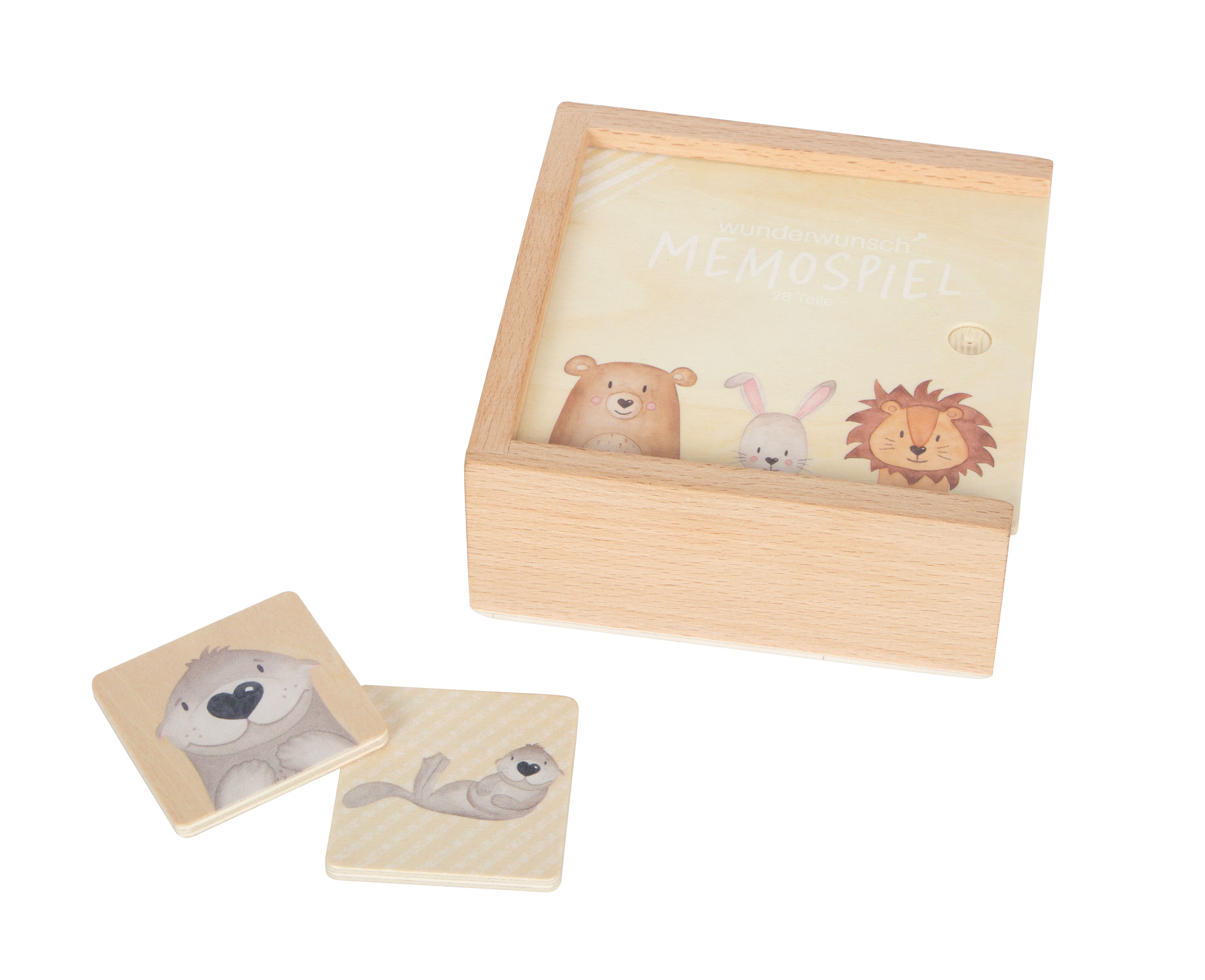 Memo-Spiel mit Holzbox und Otter-Motiven