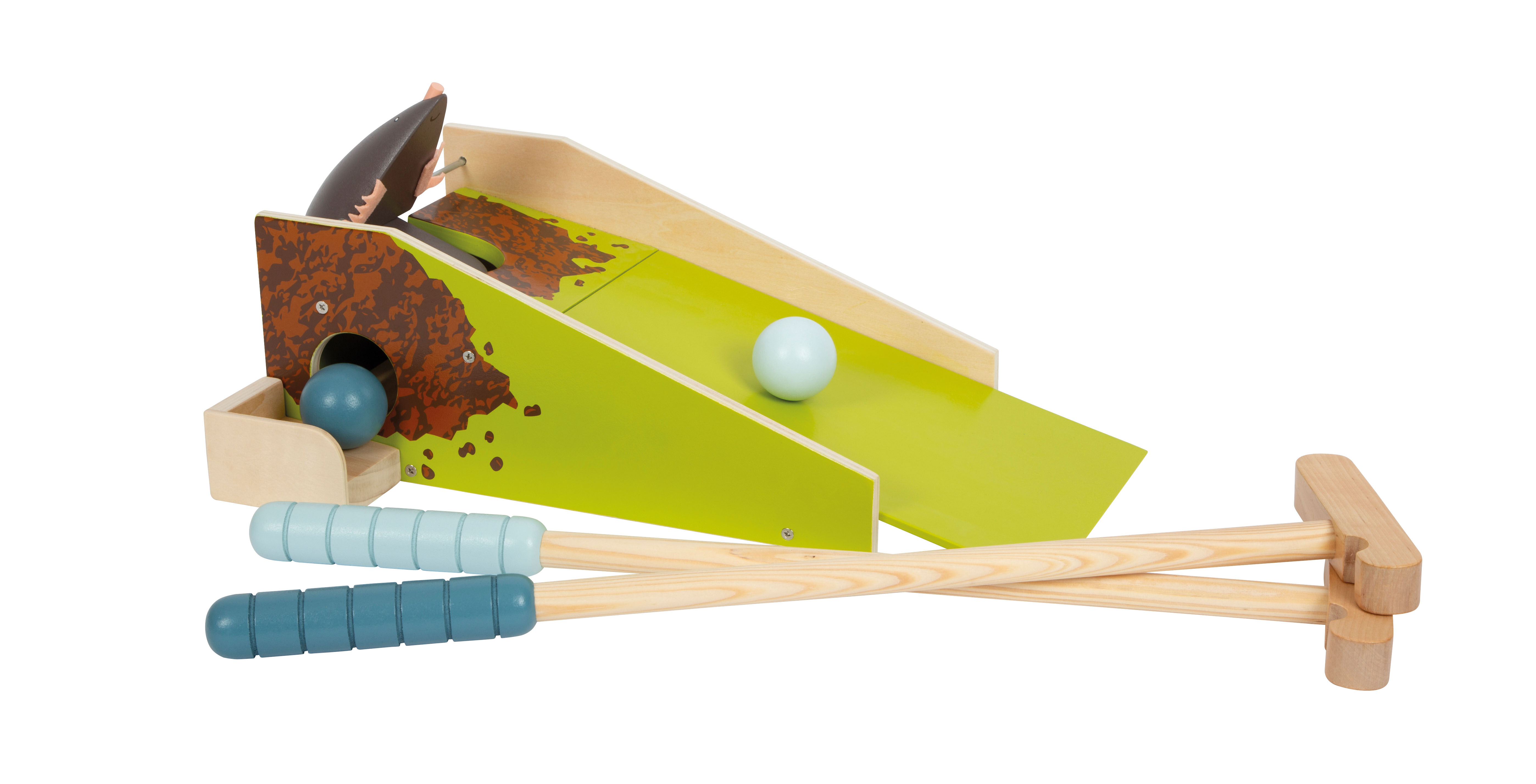 Maulwurf-Minigolf aus Holz