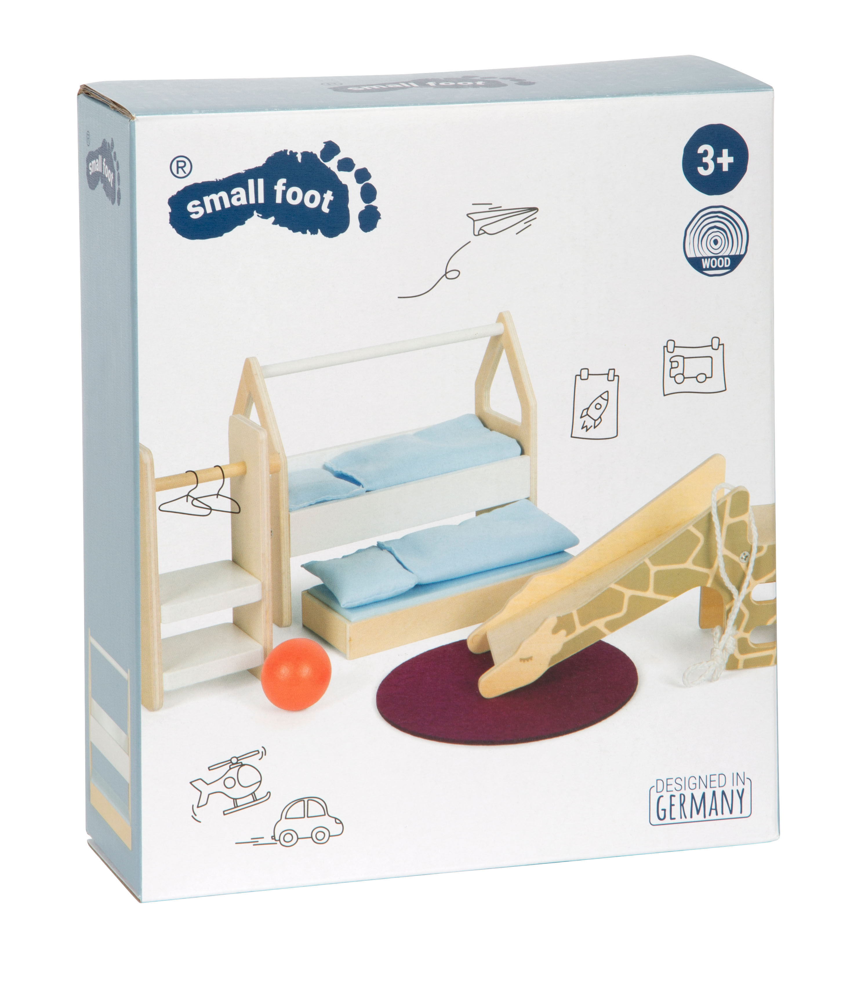 Maßstabsskizze vom Puppenhaus-Bett aus Holz