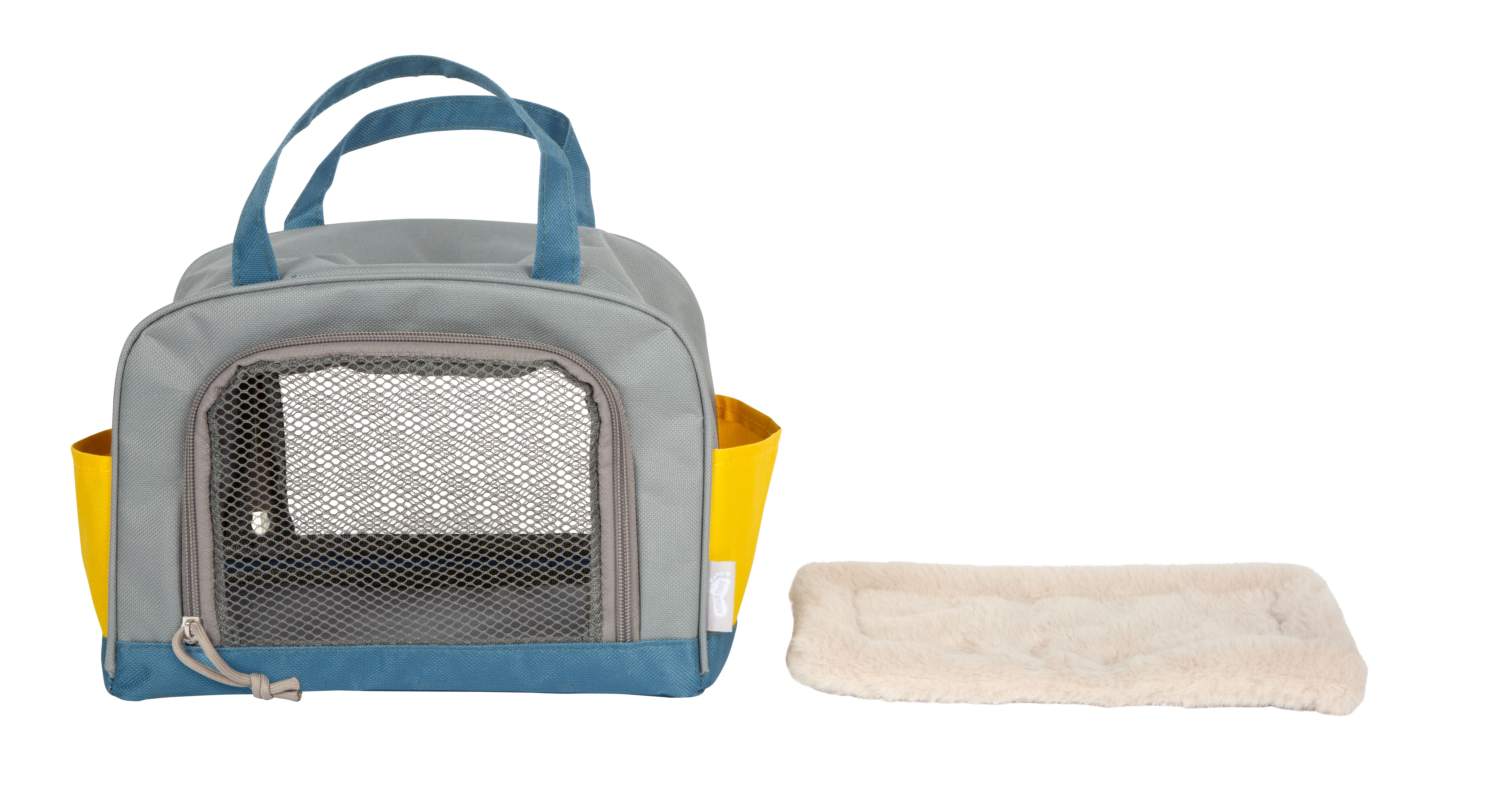Hunde-/Tier-Tragetasche, Rucksack, Netzfach, Grau-Blau, waschbares Innenfutter