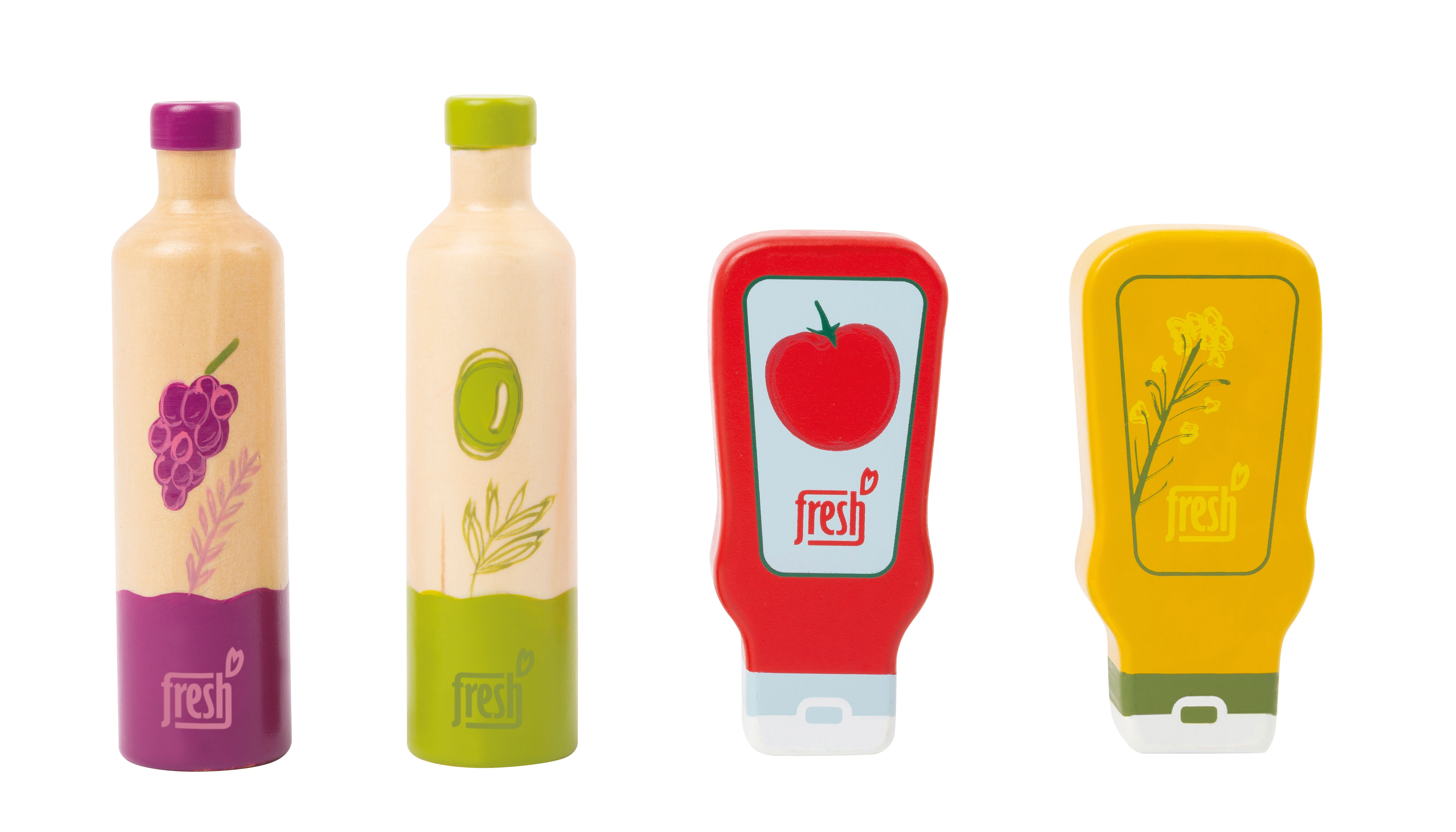 Mayo und Tomatensauce sowie Oliven- und Traubenöl für den Kuafmannsladen oder die Kinderküche