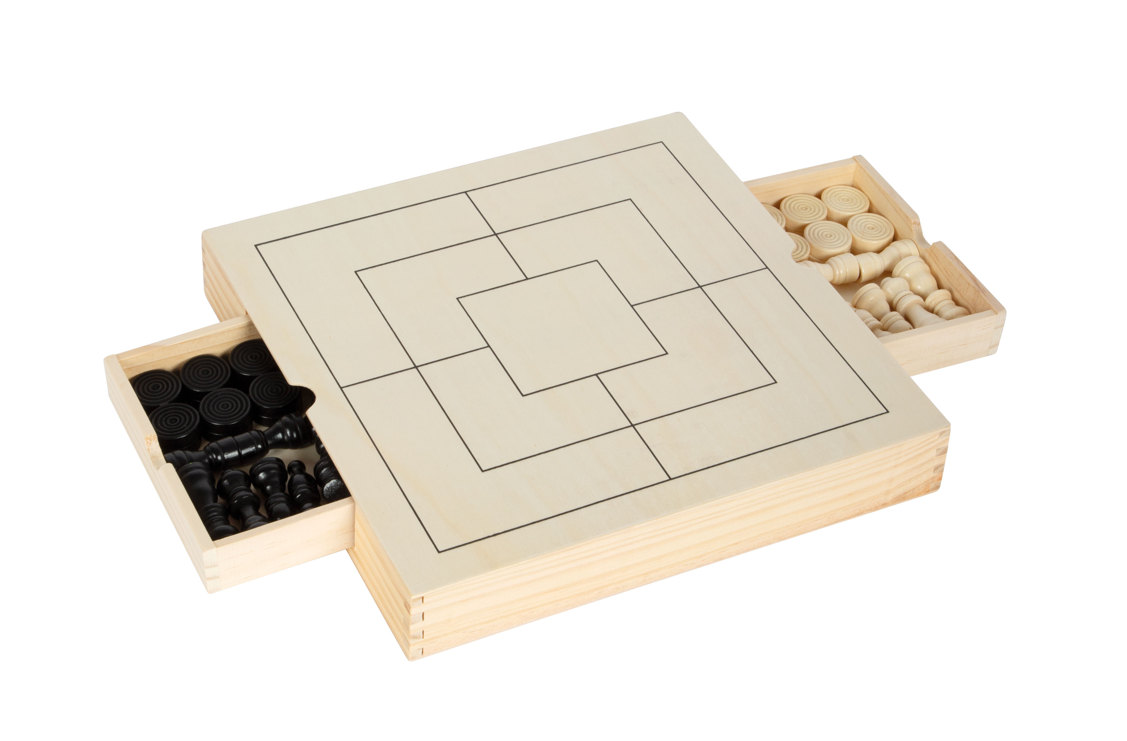 Spiele-Set Schach, Dame & Mühle für Kinder