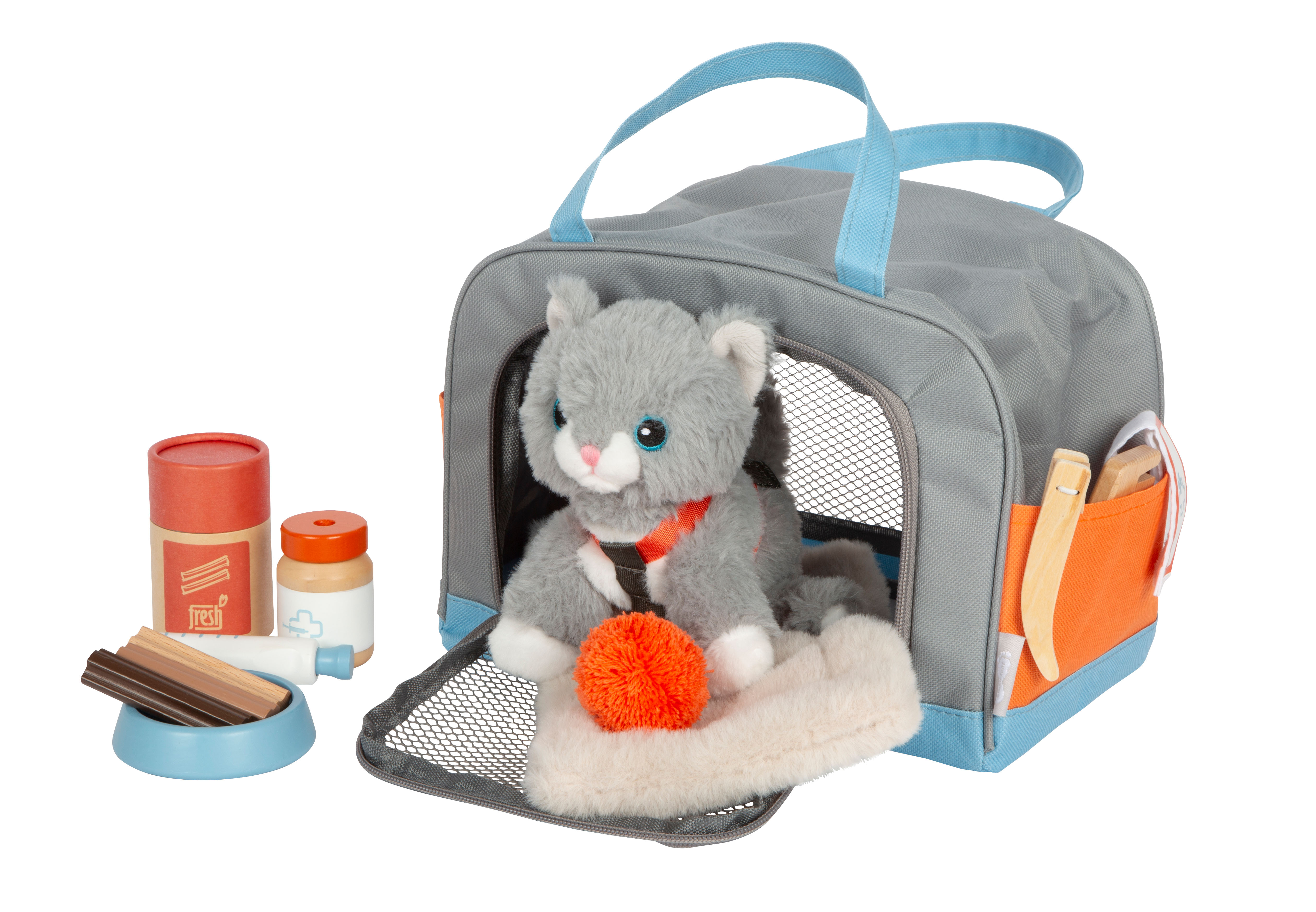 Katze Mit Tasche Und Pflege Set komplett Zubehör