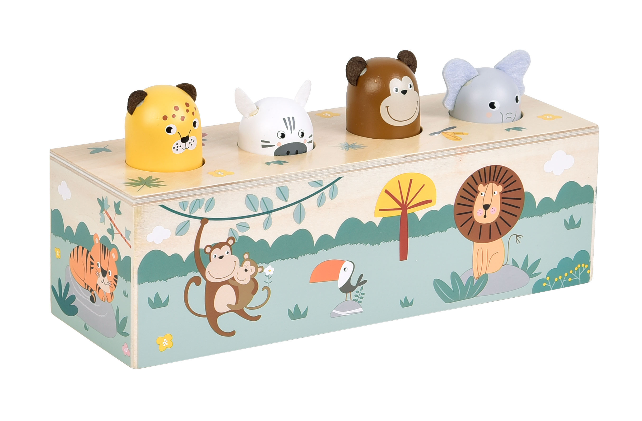 Drückspiel Safari: Gepard, Zebra, Elefant, Affe