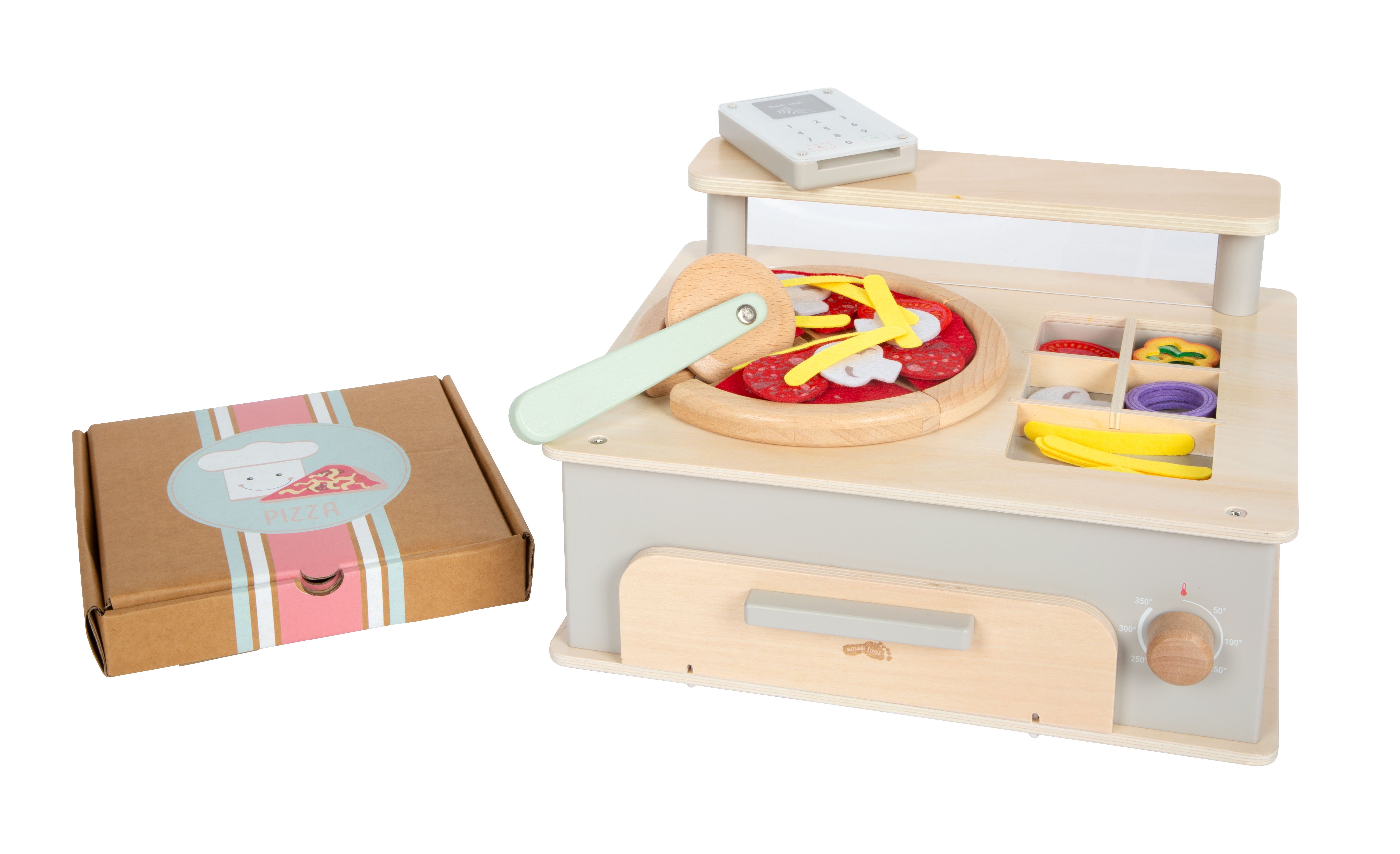 Pizza Set Mit Ofen Belegen Pizzeria Arbeitsfläche