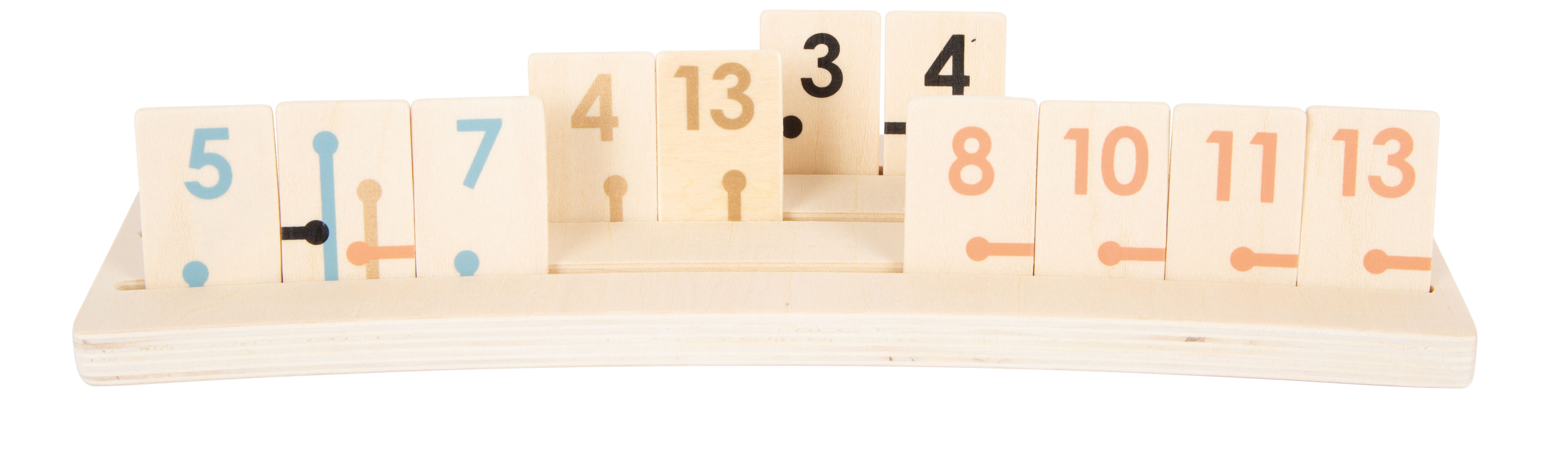 Zahlenlegespiel aus Holz in modernen Farben