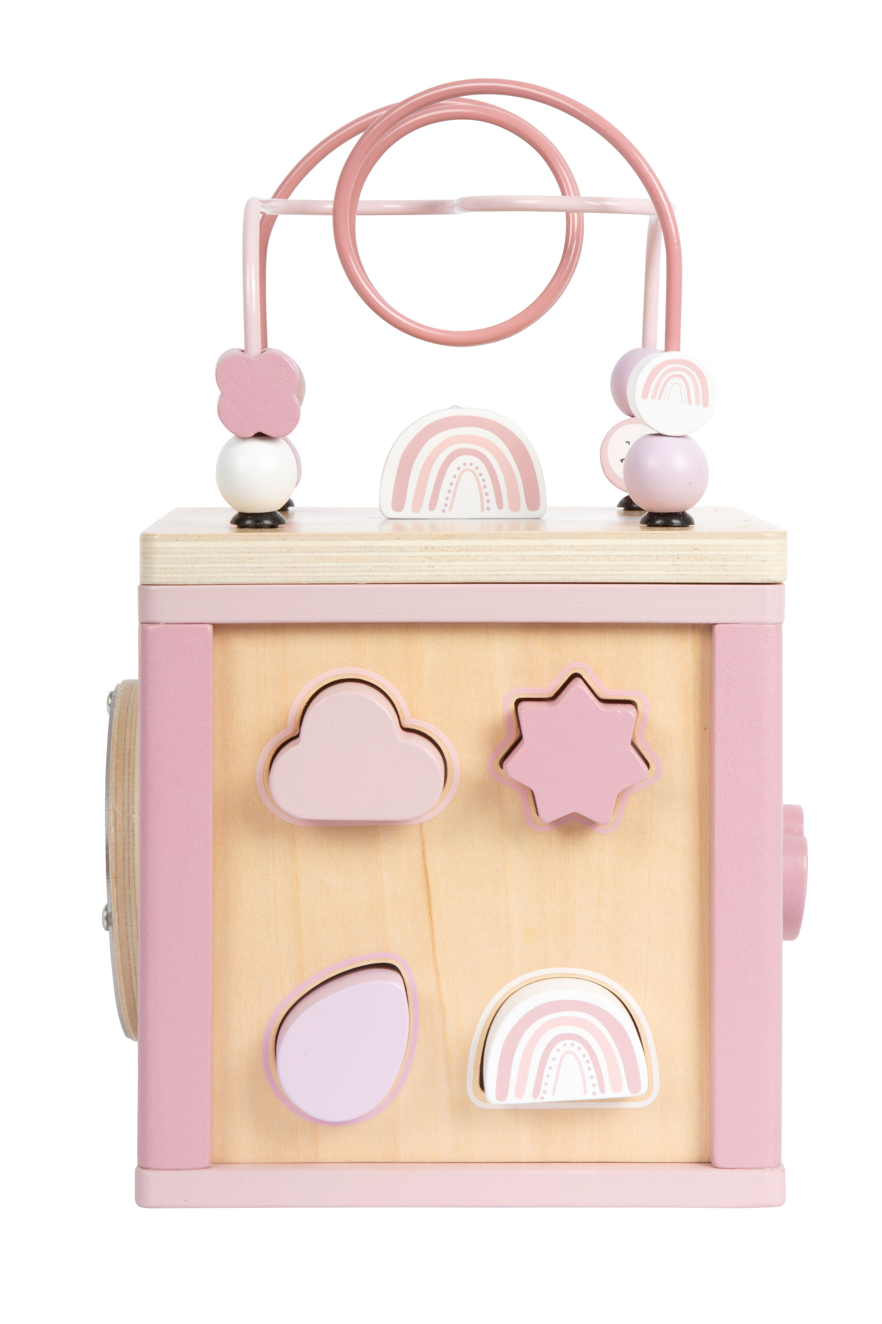 Motorikwürfel aus Holz mit Steckspiel für Kinder