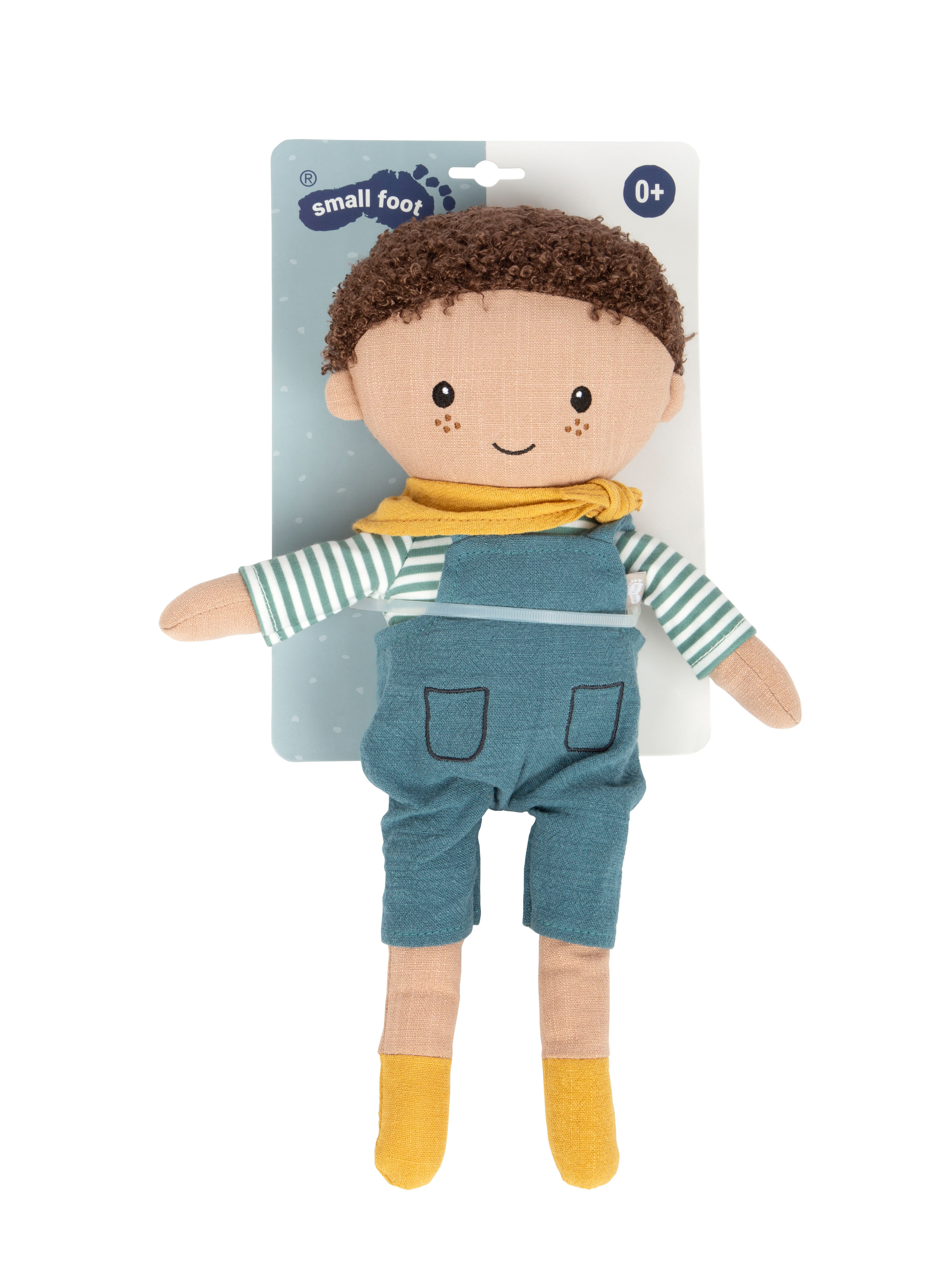 Stoffpuppe mit kurzen Haaren für Kinder, Verpackung