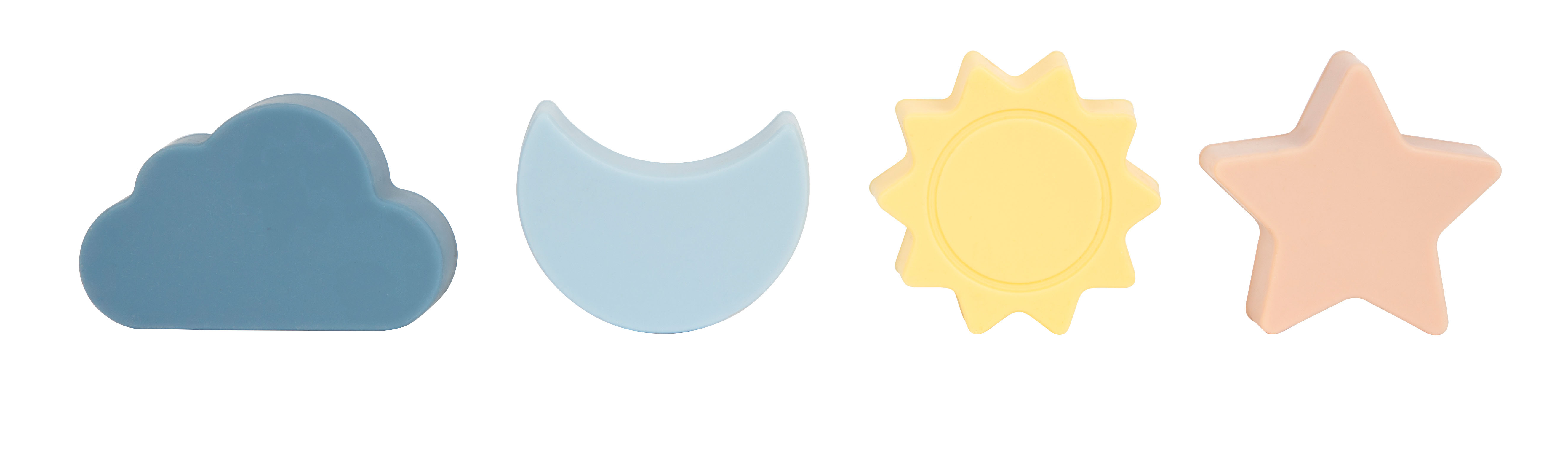 Wolke, Mond, Sonne und Stern aus Silikon zum Spielen