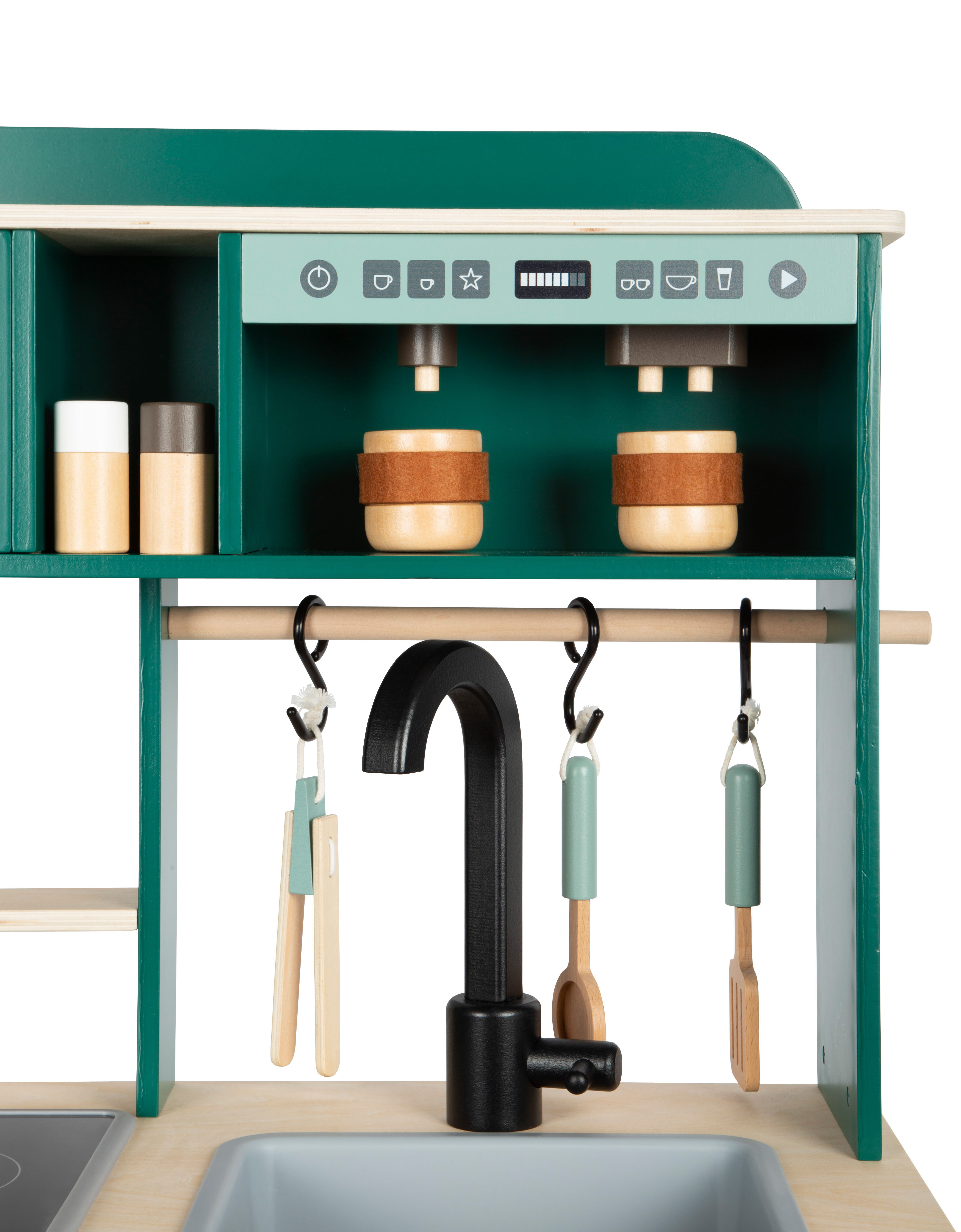 Kinderküche und Bistro Kaffeemaschine Becher Wasserhahn