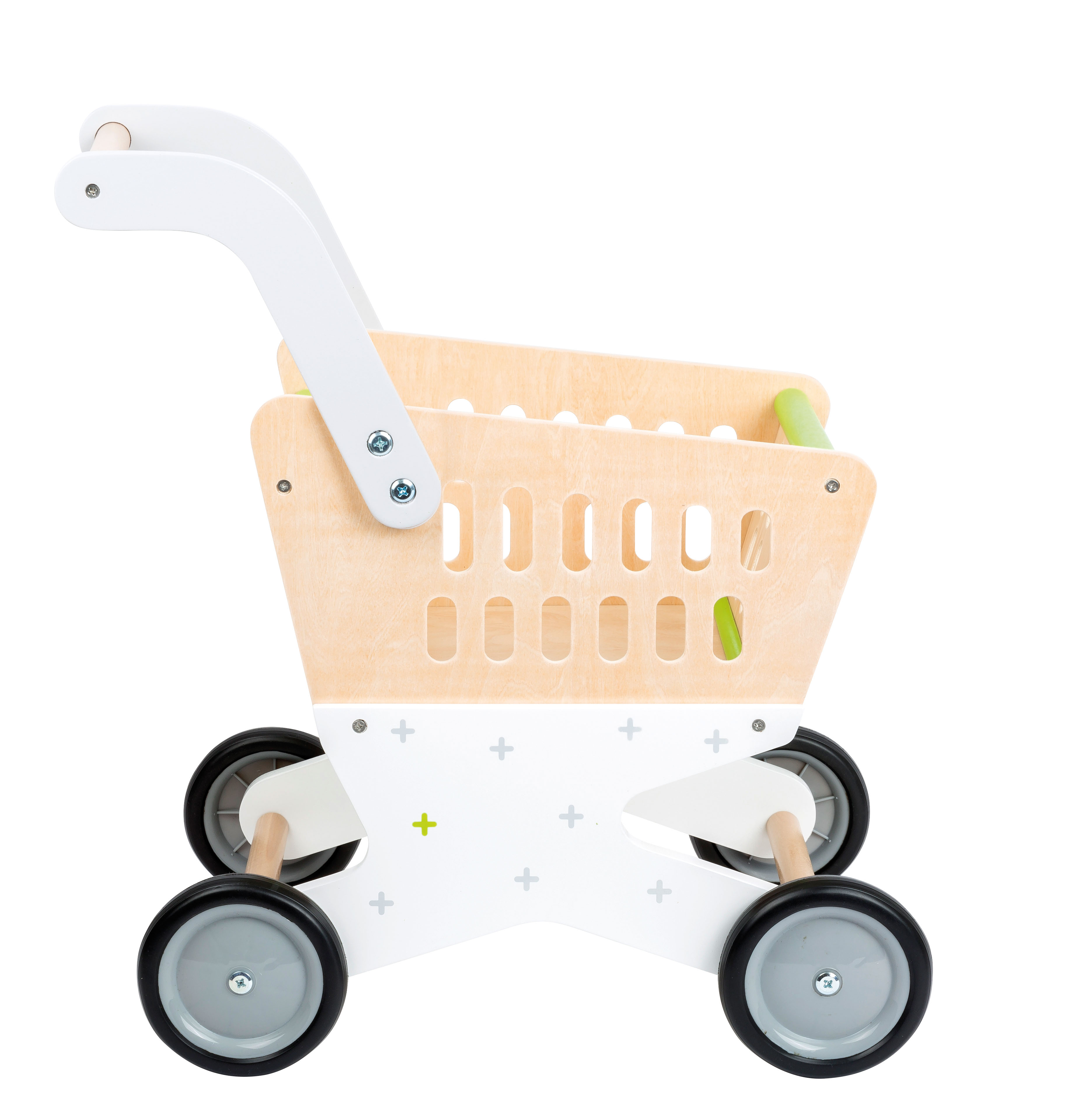 Einkaufswagen aus Holz für Kaufmannsladen