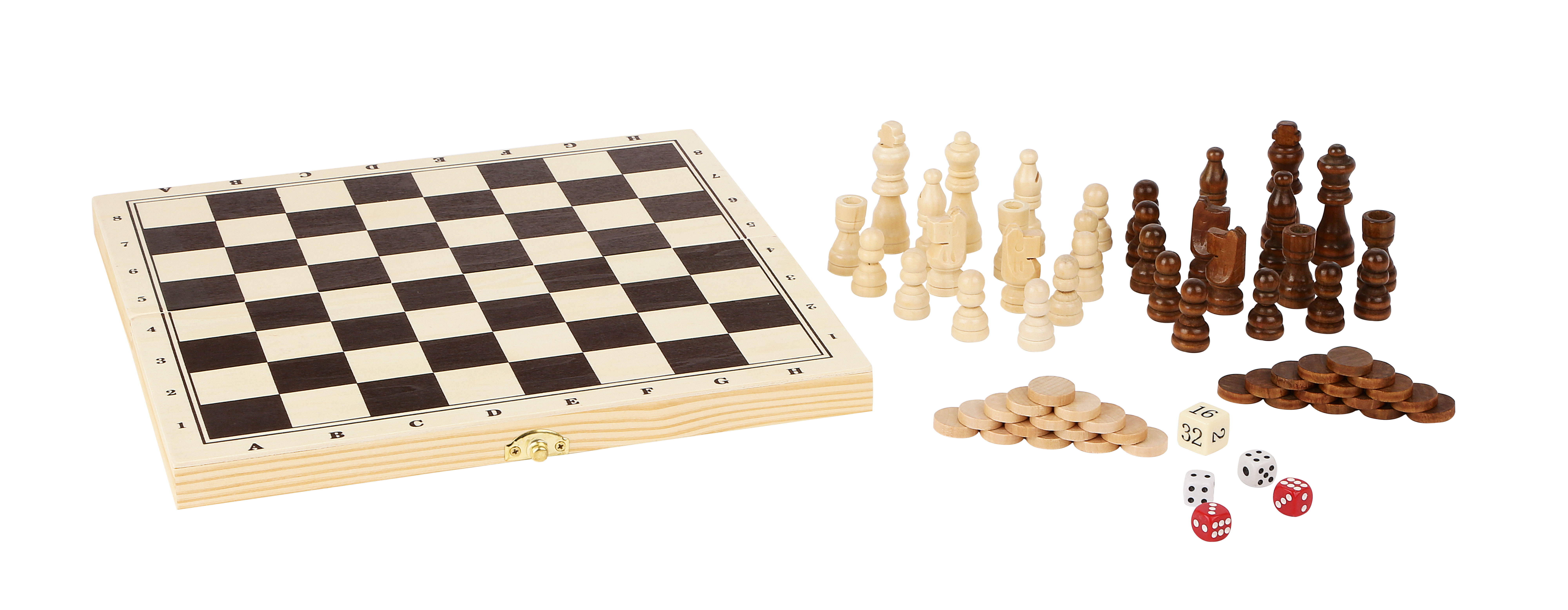 Spieleklassiker 3in1 Schachbrett Figuren