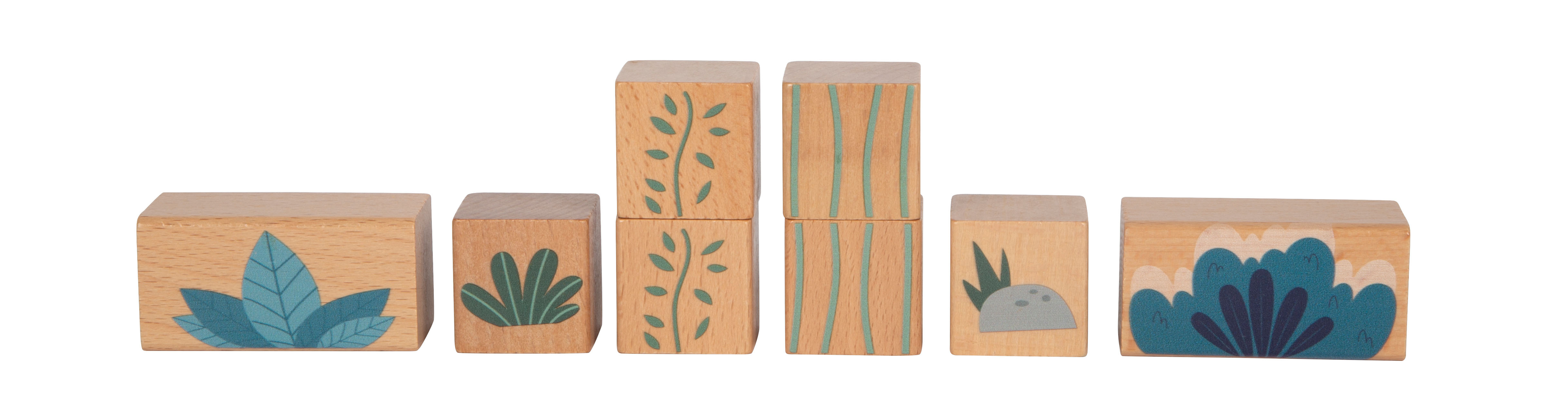 Bauklötze aus Holz mit Pflanzen-Motiven