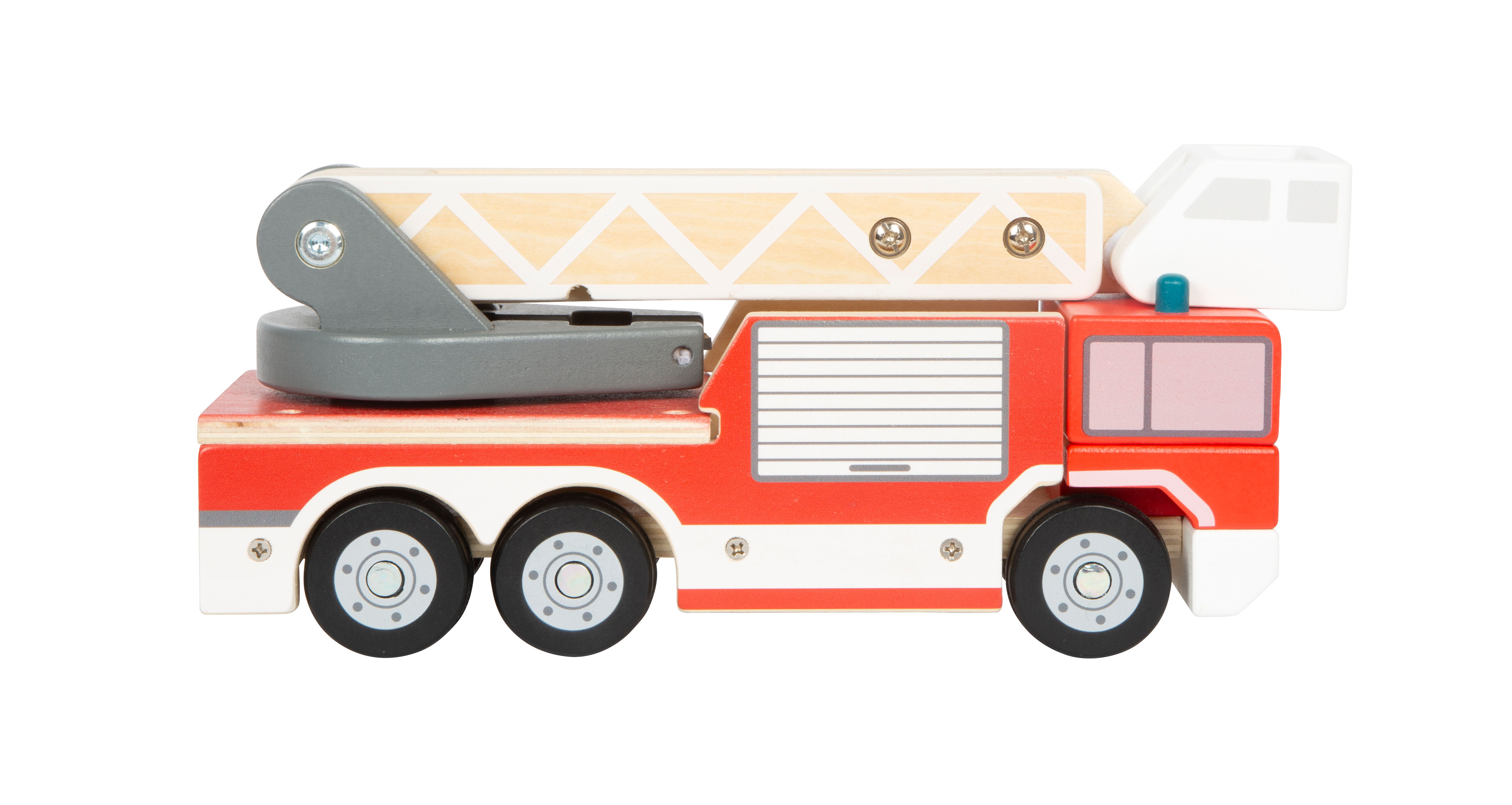 Profilansicht Feuerwehrwagen eingefahrene Leiter