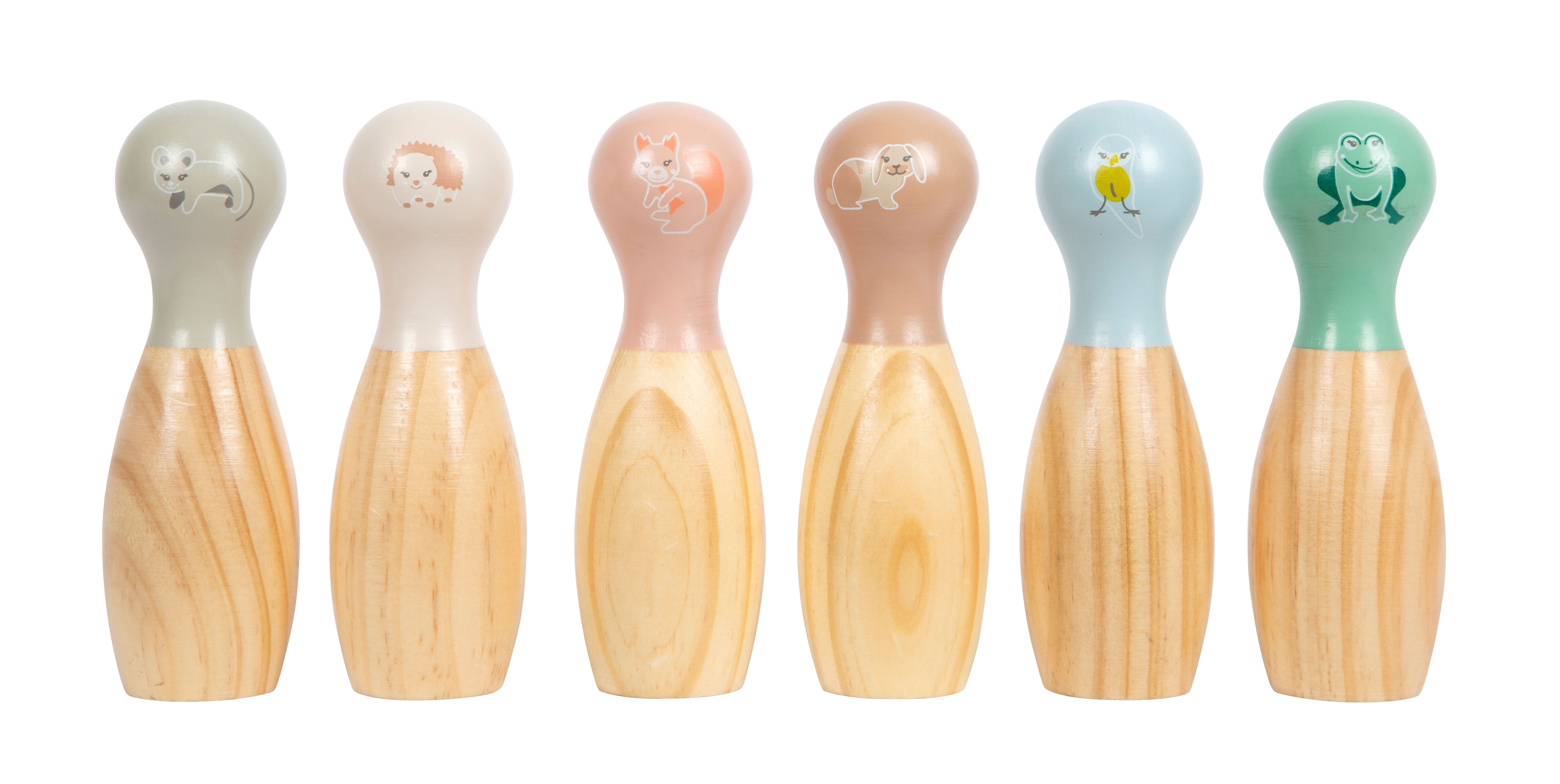 Kegel aus Holz mit Tiermotiven